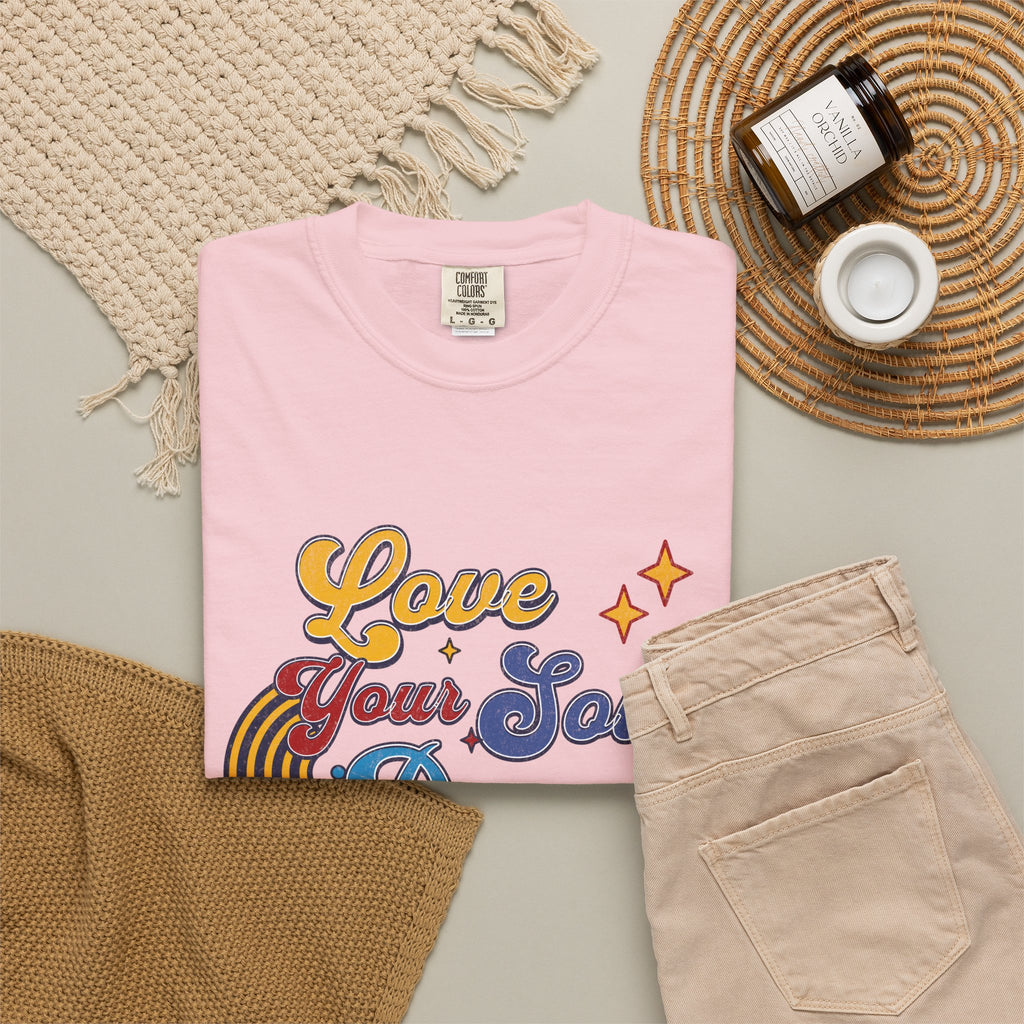 Textured Love Your Soul Deeply T-Shirt — Retro Positive Message Tee