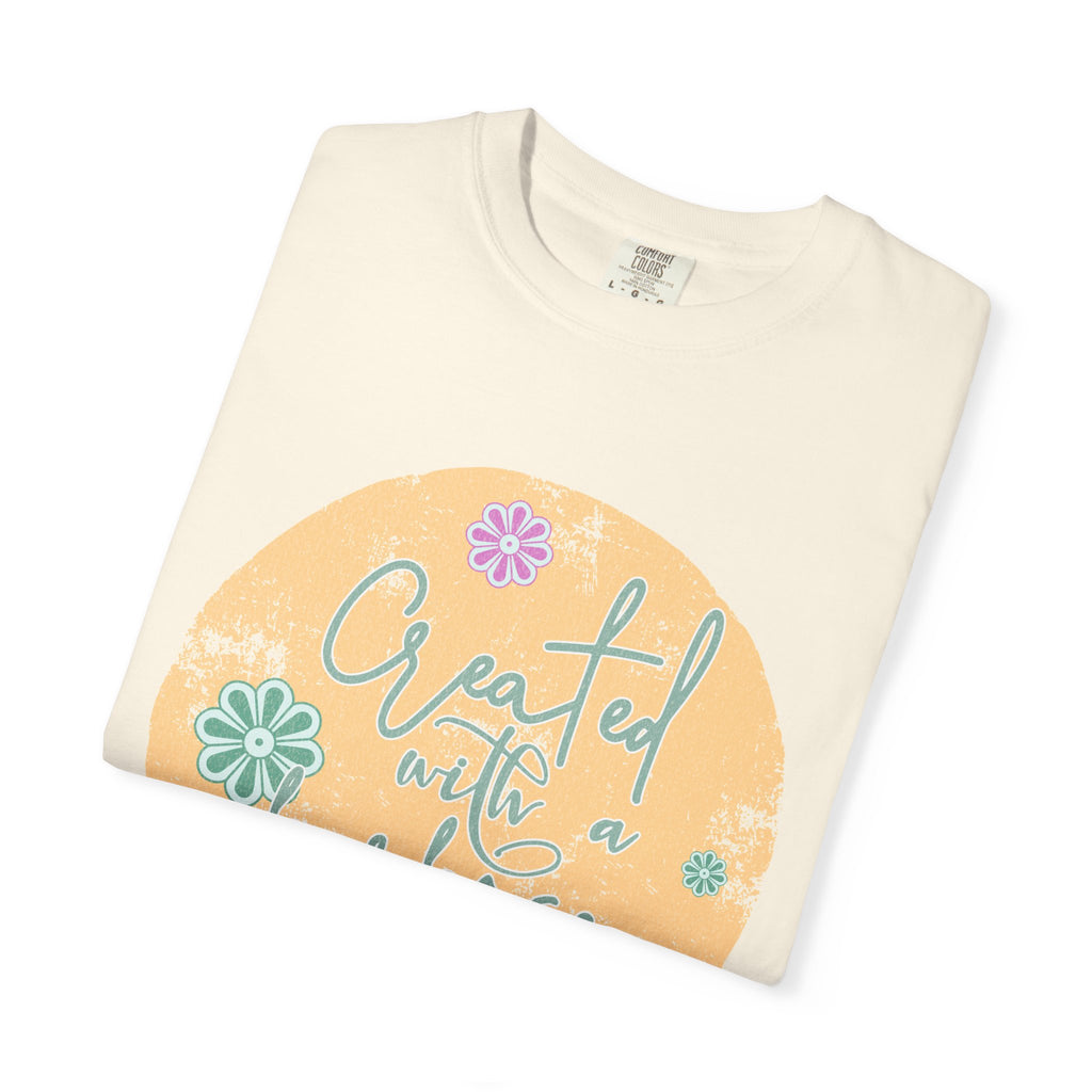 Created with a Purpose T-shirt |Textured Floral Handlettering Circle Design