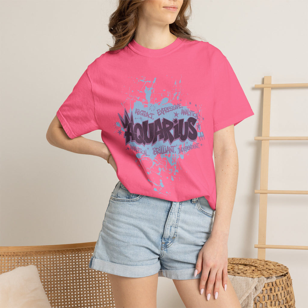 Aquarius Zodiac Textured T-Shirt — Water-Bearer Horoscope Tee