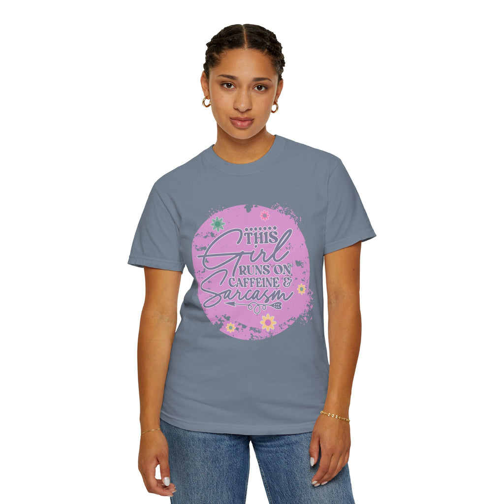 This Girl Runs on Caffeine & Sarcasm Textured T-Shirt