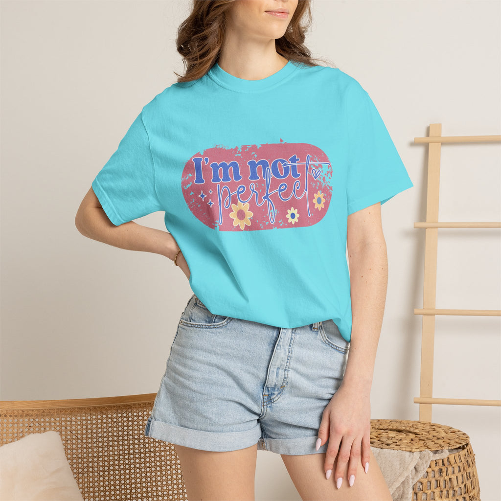 I'm Not Perfect Textured Floral T-Shirt — Retro Flower Graphic Tee