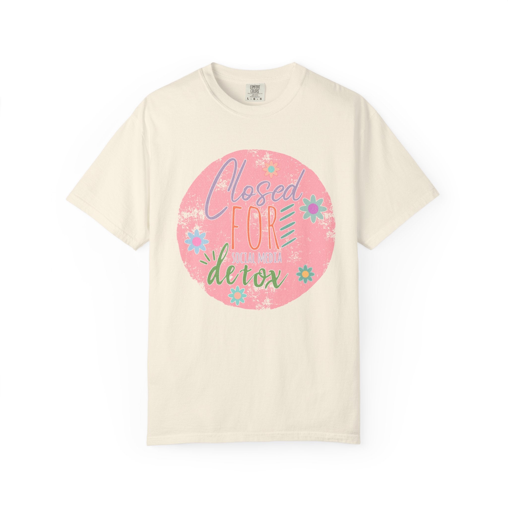 Closed For Detox Textured T‑Shirt — Cute Floral Wellness Tee
