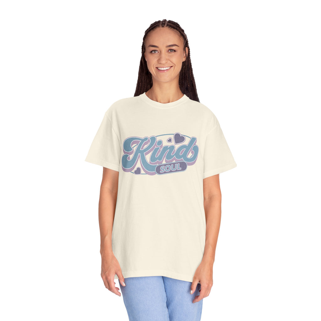 Kind Soul Textured T-Shirt — Retro Script Graphic Tee