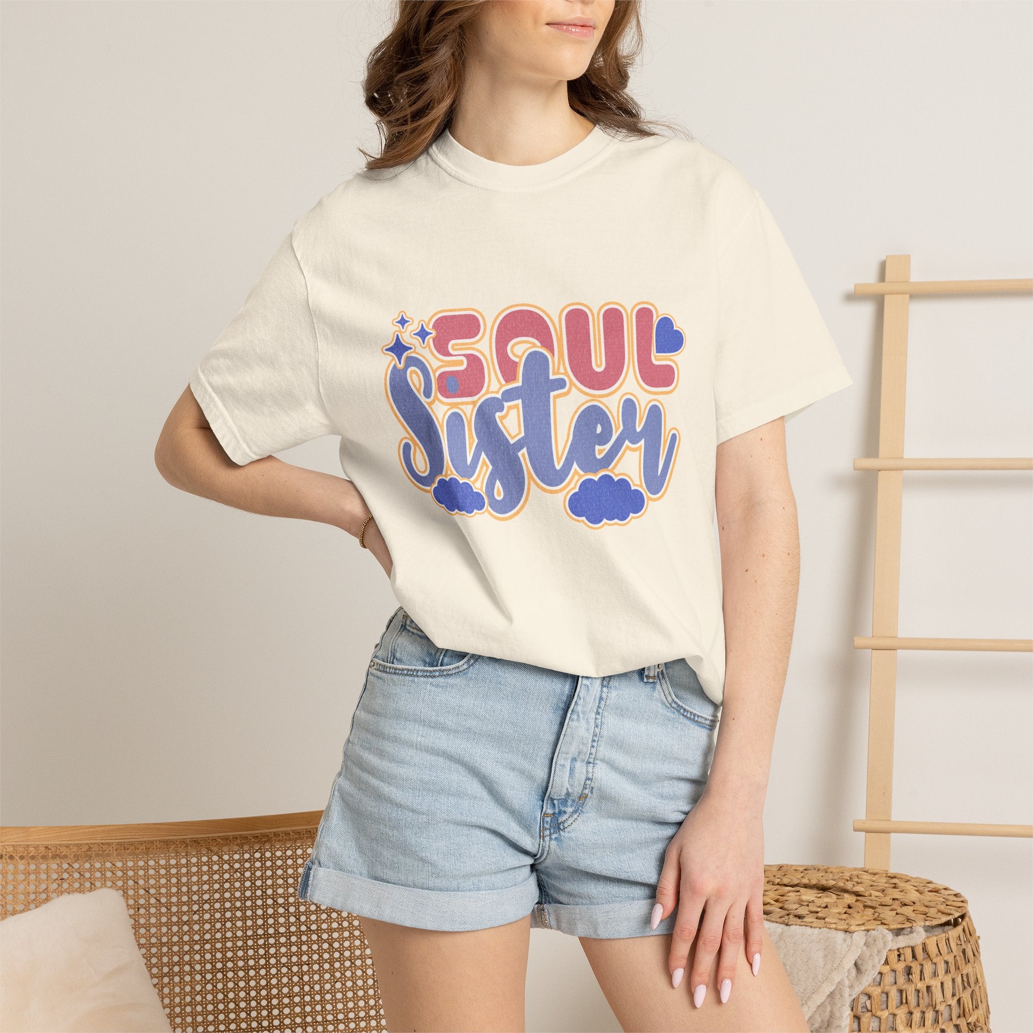 Soul Sister Textured T-Shirt — Retro Script Graphic Tee