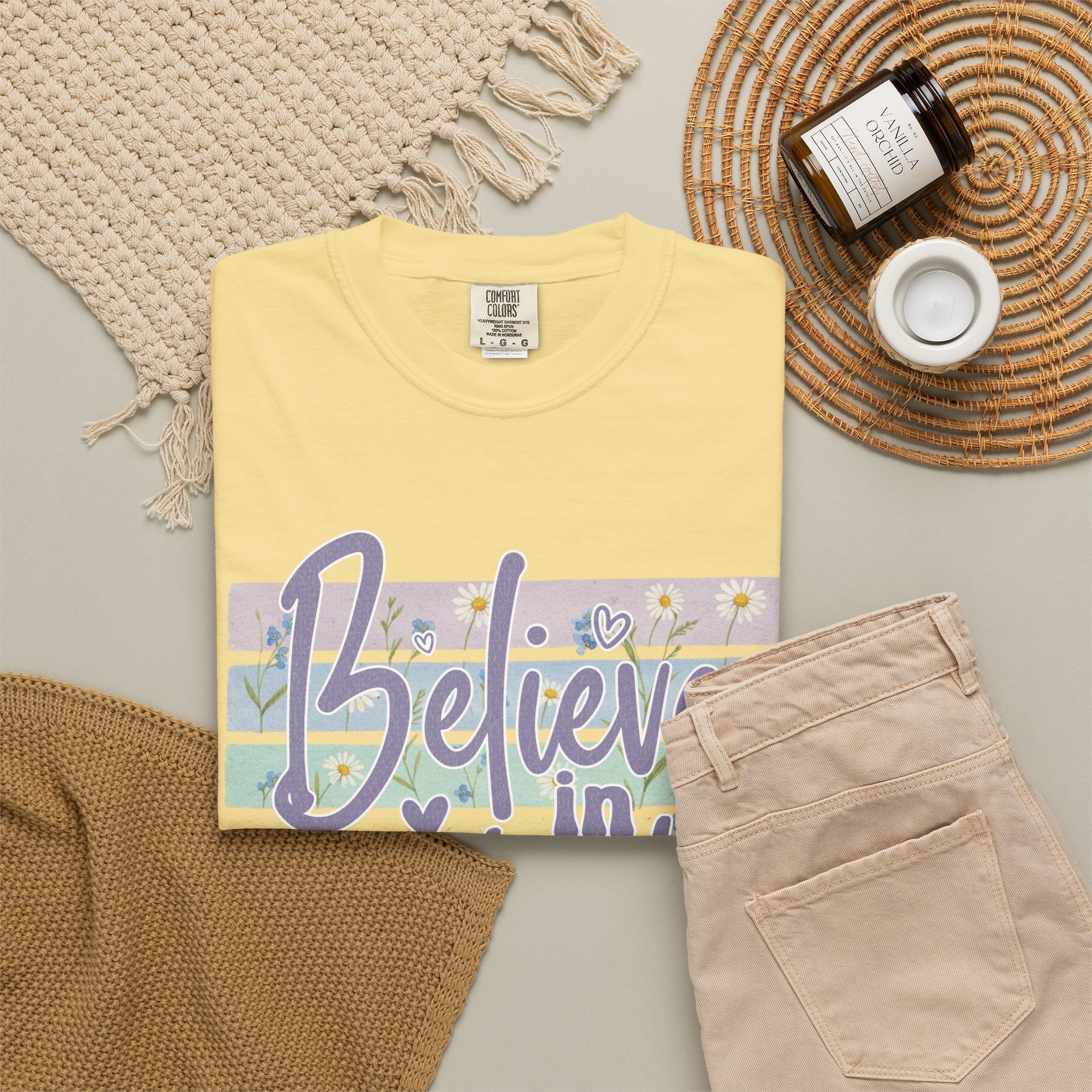 Textured Believe In Yourself T-Shirt — Inspirational Pastel Graphic Tee