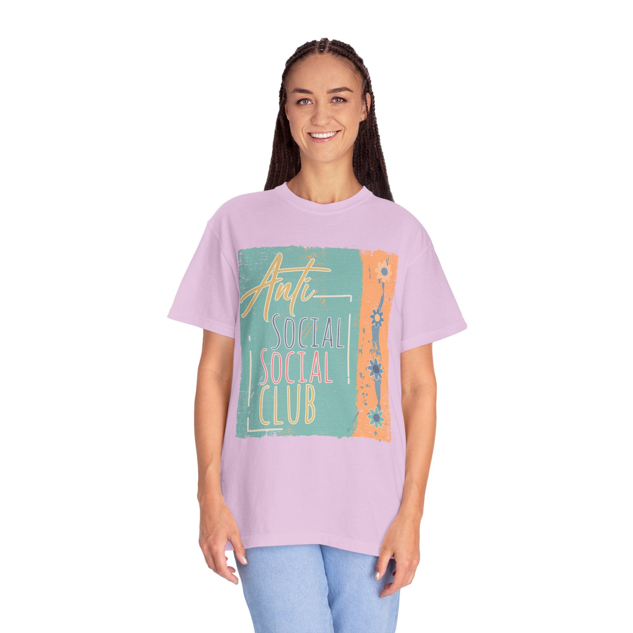 Textured “Anti Social Social Club” Retro Graphic T-Shirt