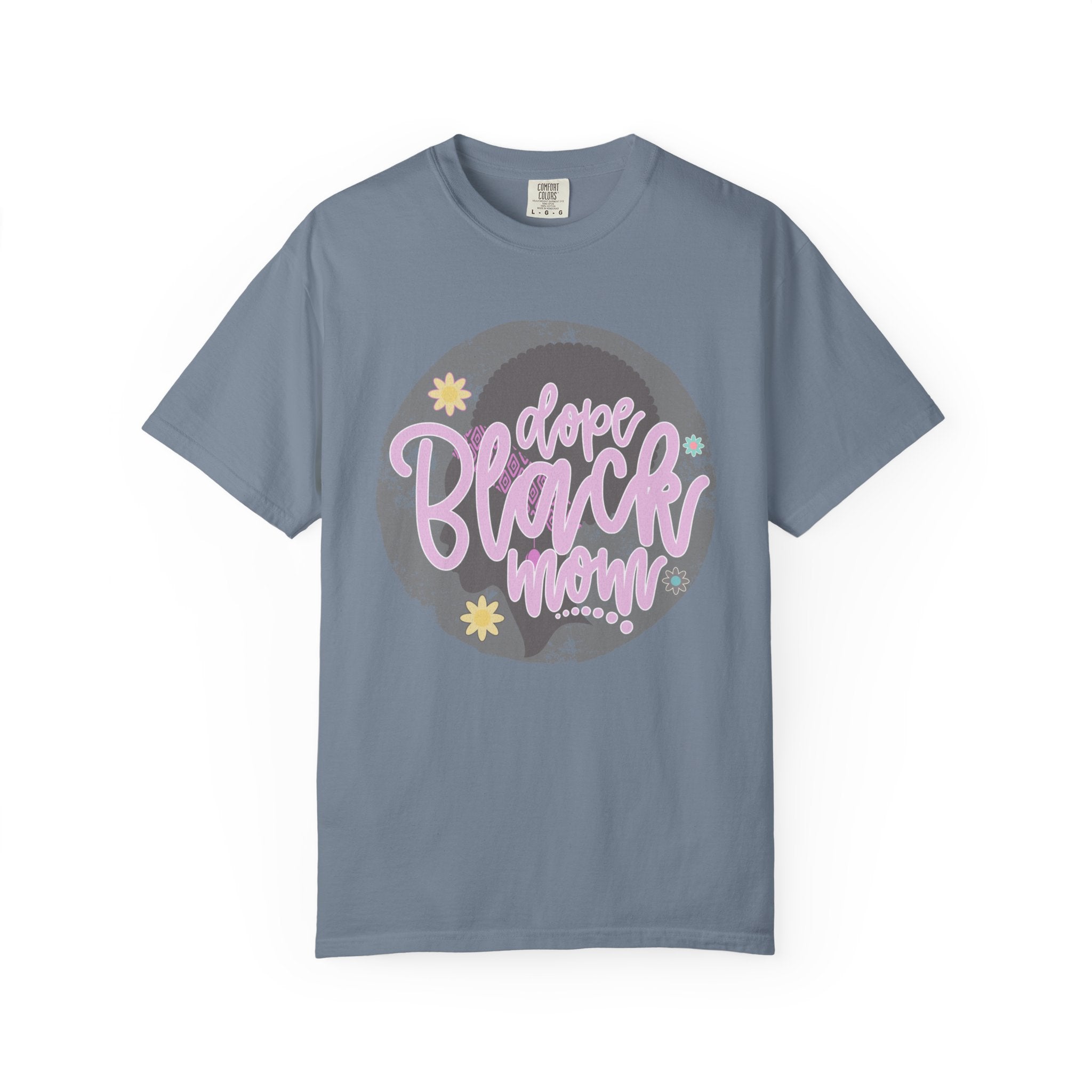 Dope Black Mom Textured  T-Shirt — Retro Script Graphic Tee for Proud Moms