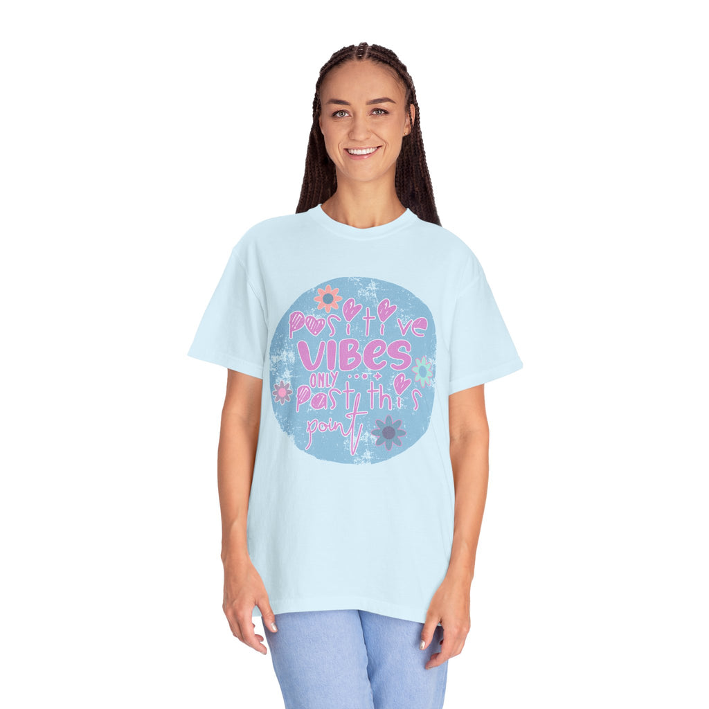 Textured Positive Vibes T-Shirt — Retro Floral ‘Positive Vibes Only’ Graphic Tee