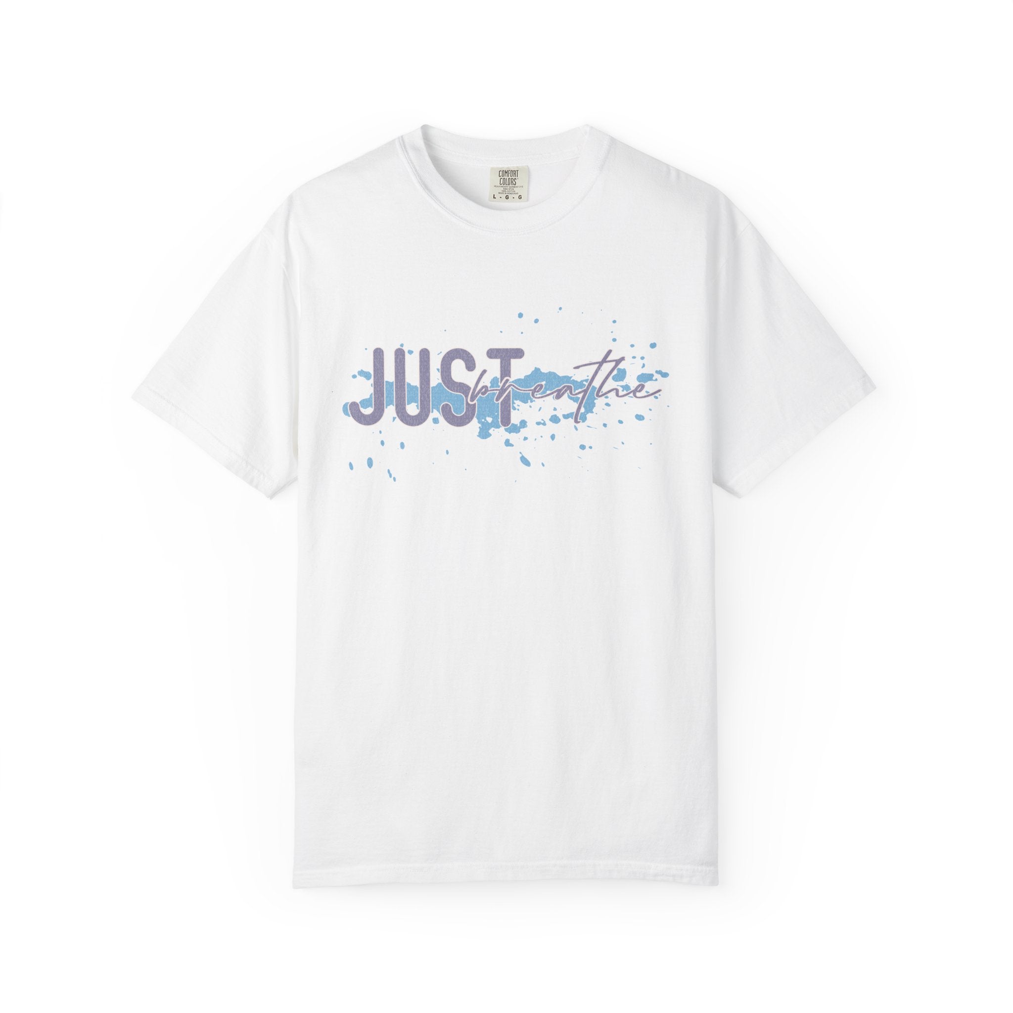 Just Breathe Textured T-Shirt — Relaxed Watercolor Script Tee