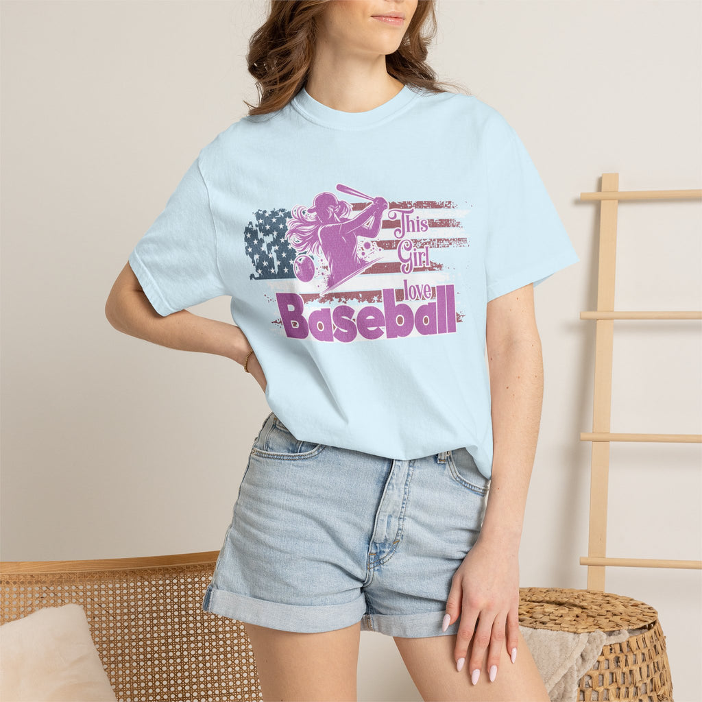 Texture This Girl Loves Baseball Shirt Vintage American Flag Pink Design