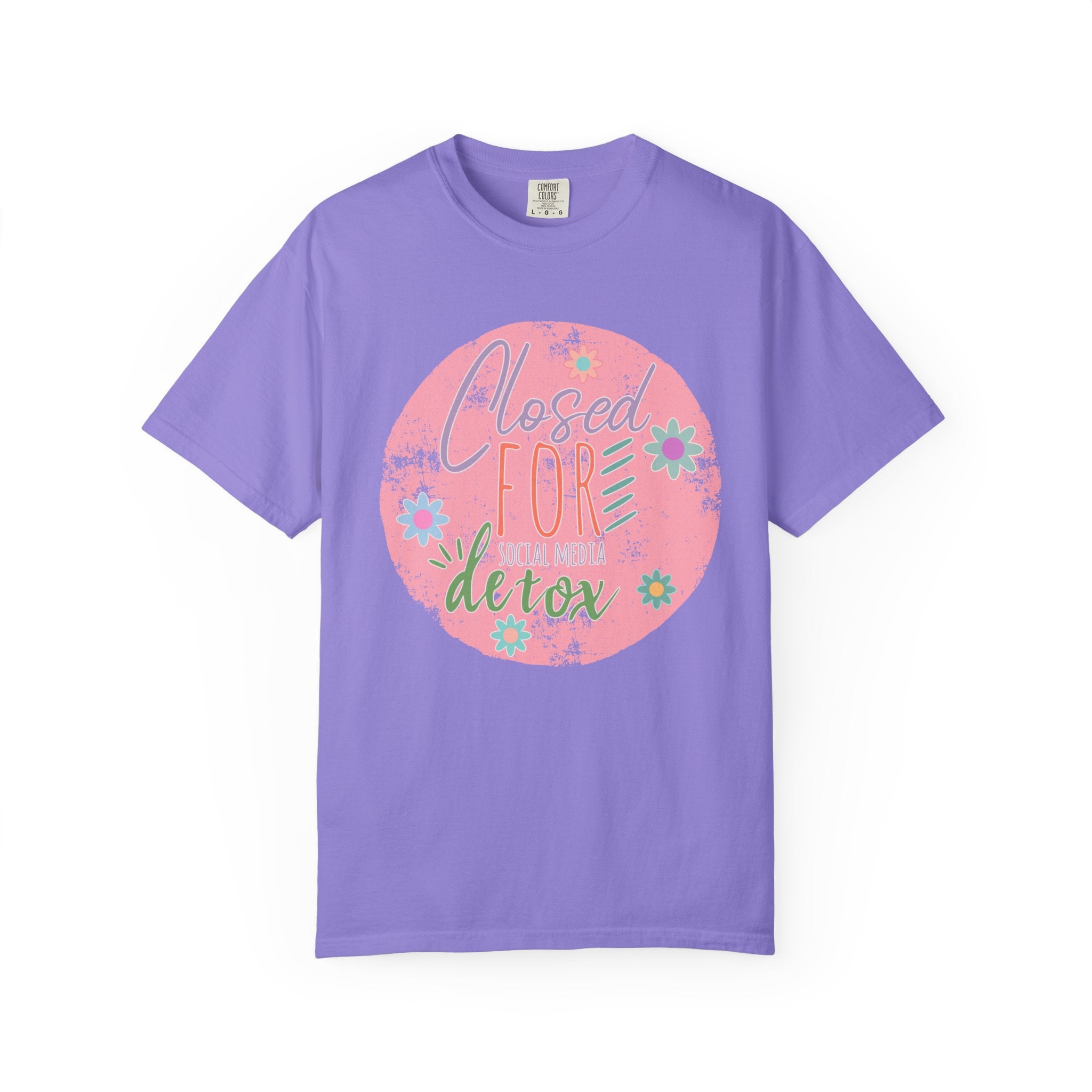 Closed For Detox Textured T‑Shirt — Cute Floral Wellness Tee