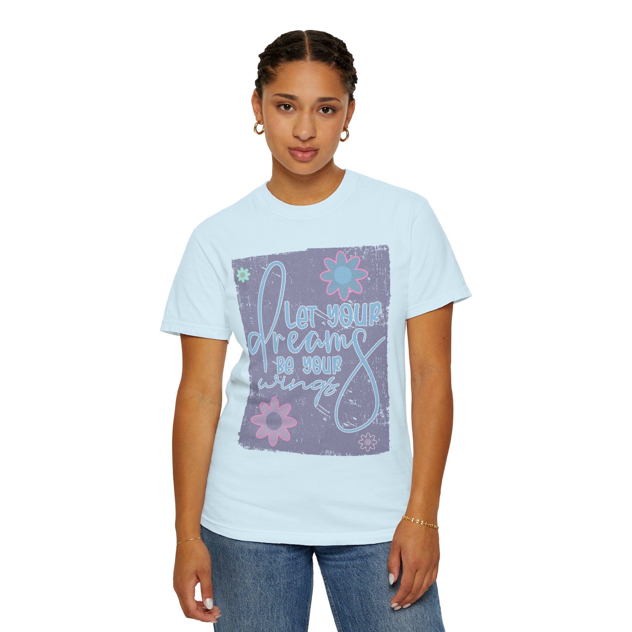 Textured Dream Big Floral T-Shirt — "Live Your Dreams" Inspirational Graphic Tee