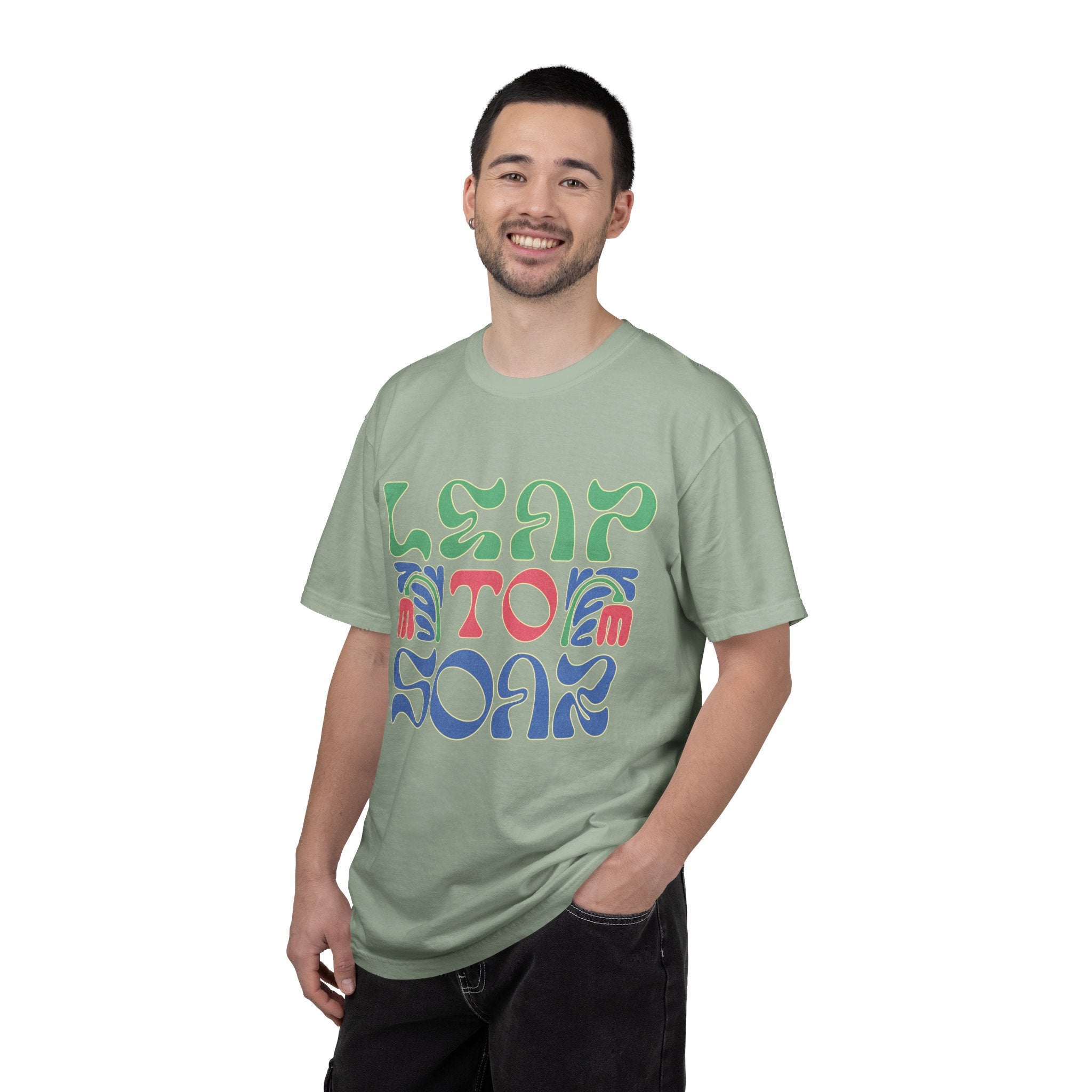 Leap To Soar T-shirt |Textured Retro Psychedelic Typography