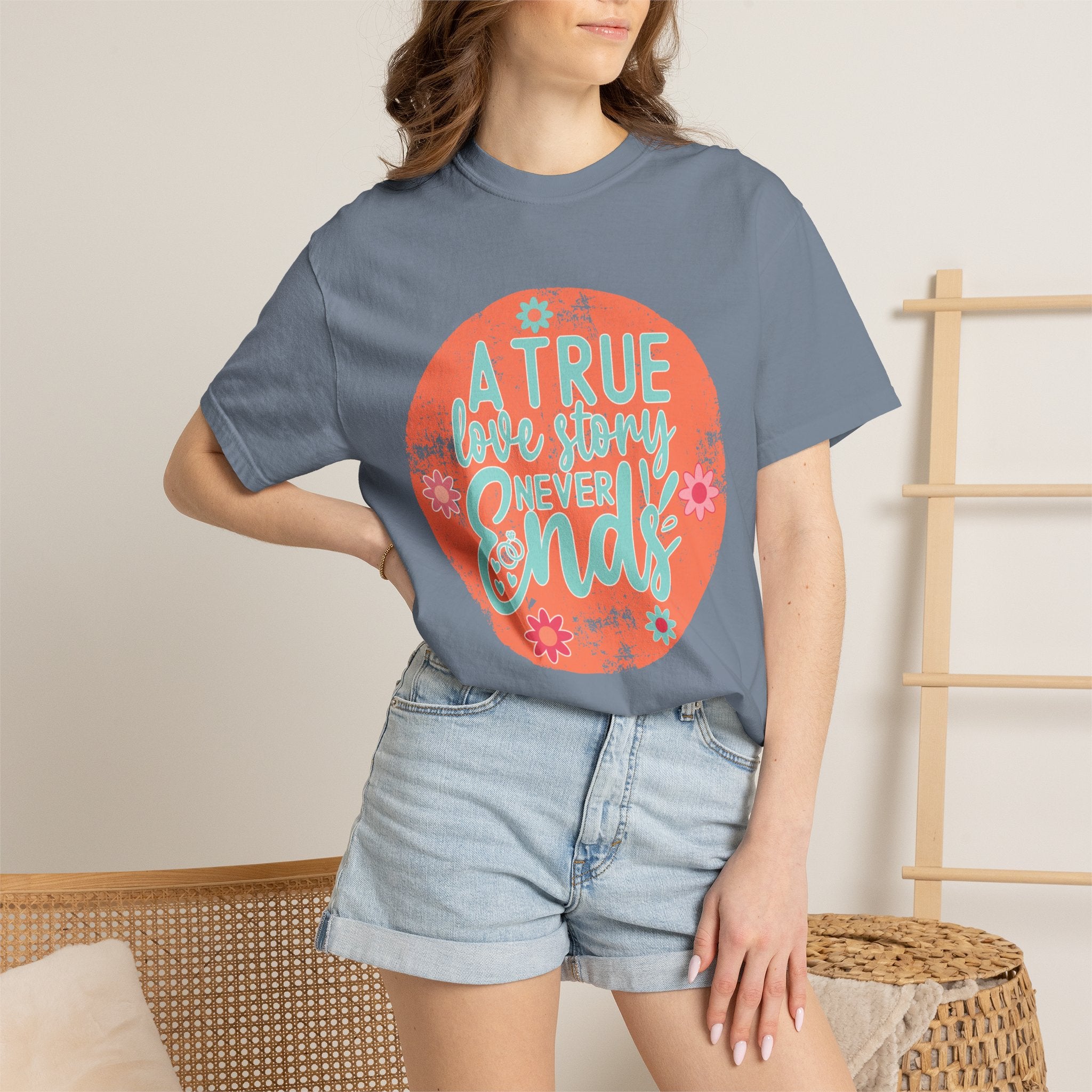 Textured A True Love Story Never Ends T-Shirt