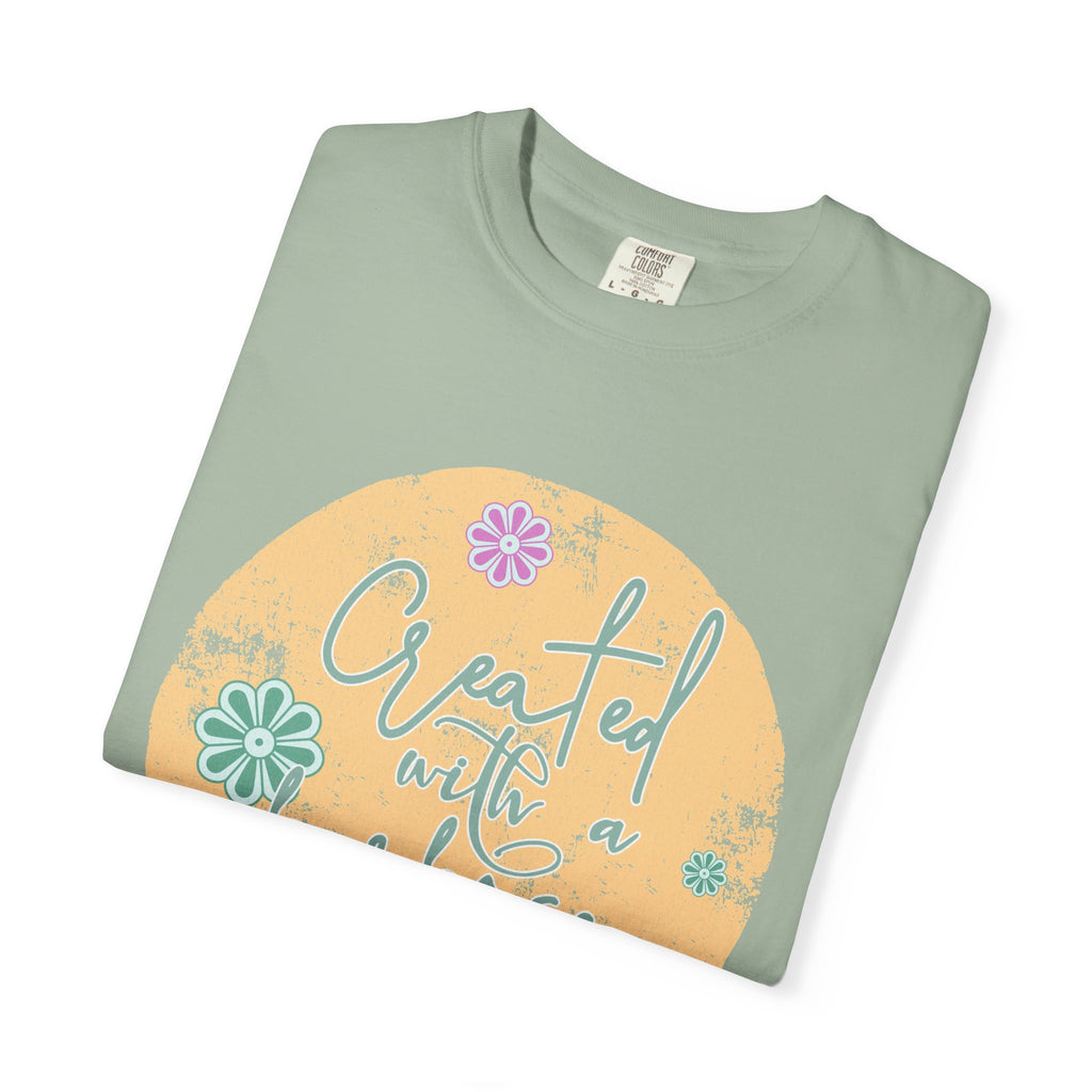 Created with a Purpose T-shirt |Textured Floral Handlettering Circle Design