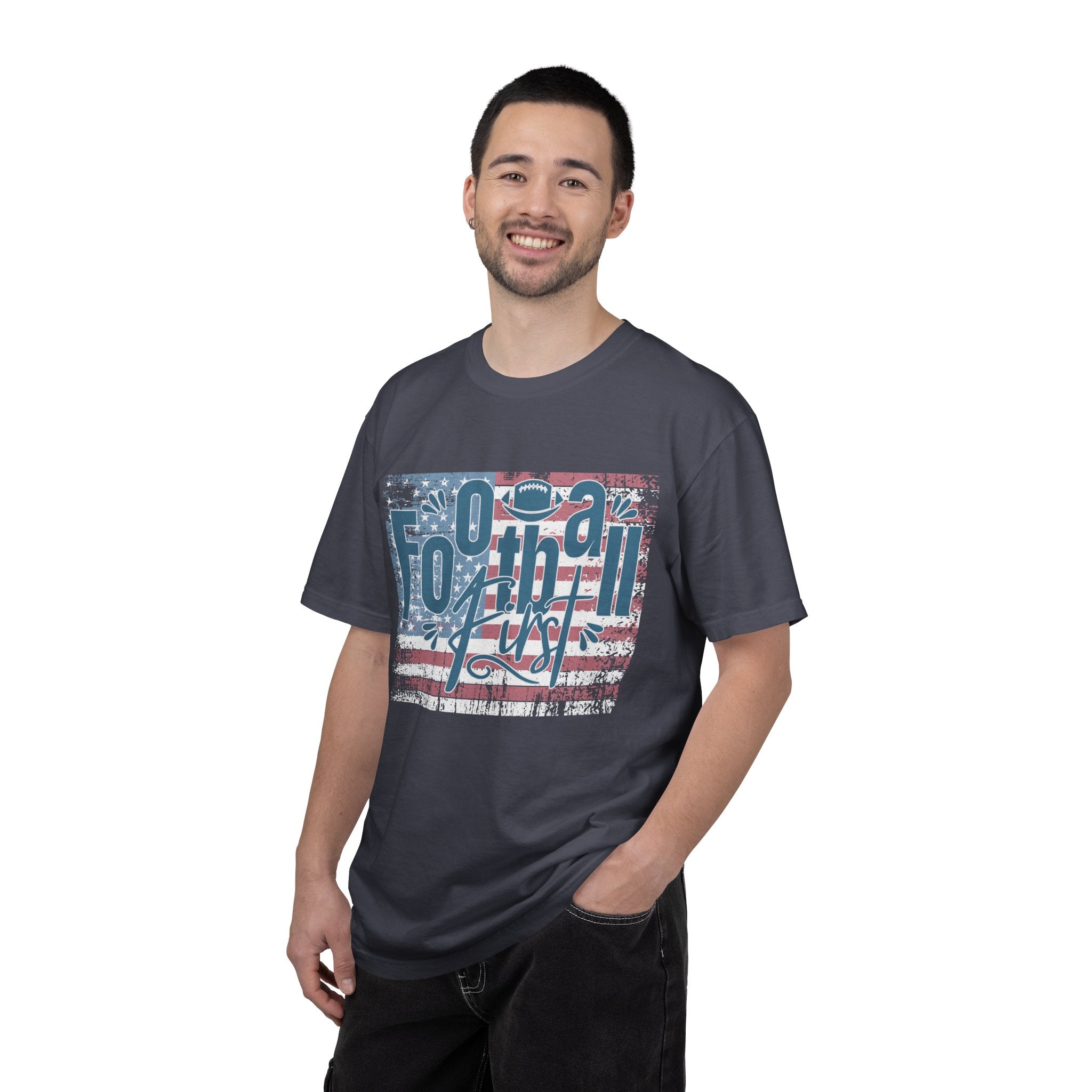 Textured Retro Americana Football First Tee