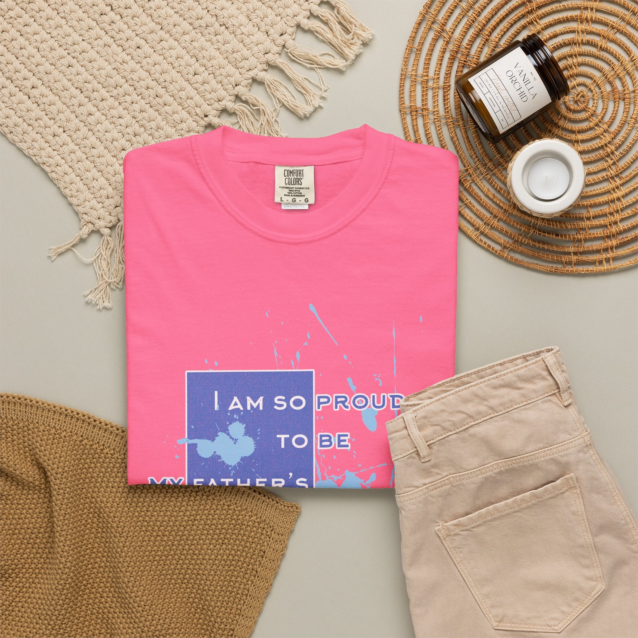 Father's Daughter Textured T-Shirt — "I Am So Proud To Be My Father's Daughter" Graphic Tee