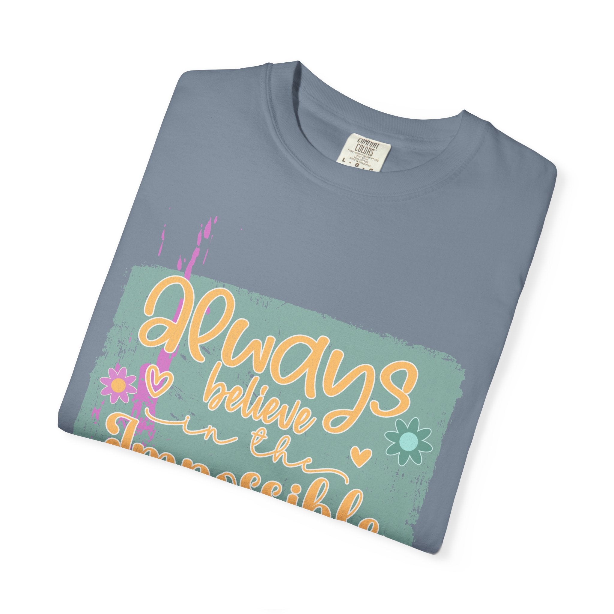 Textured Retro Believe In Impossible Unisex Garment-Dyed T-shirt