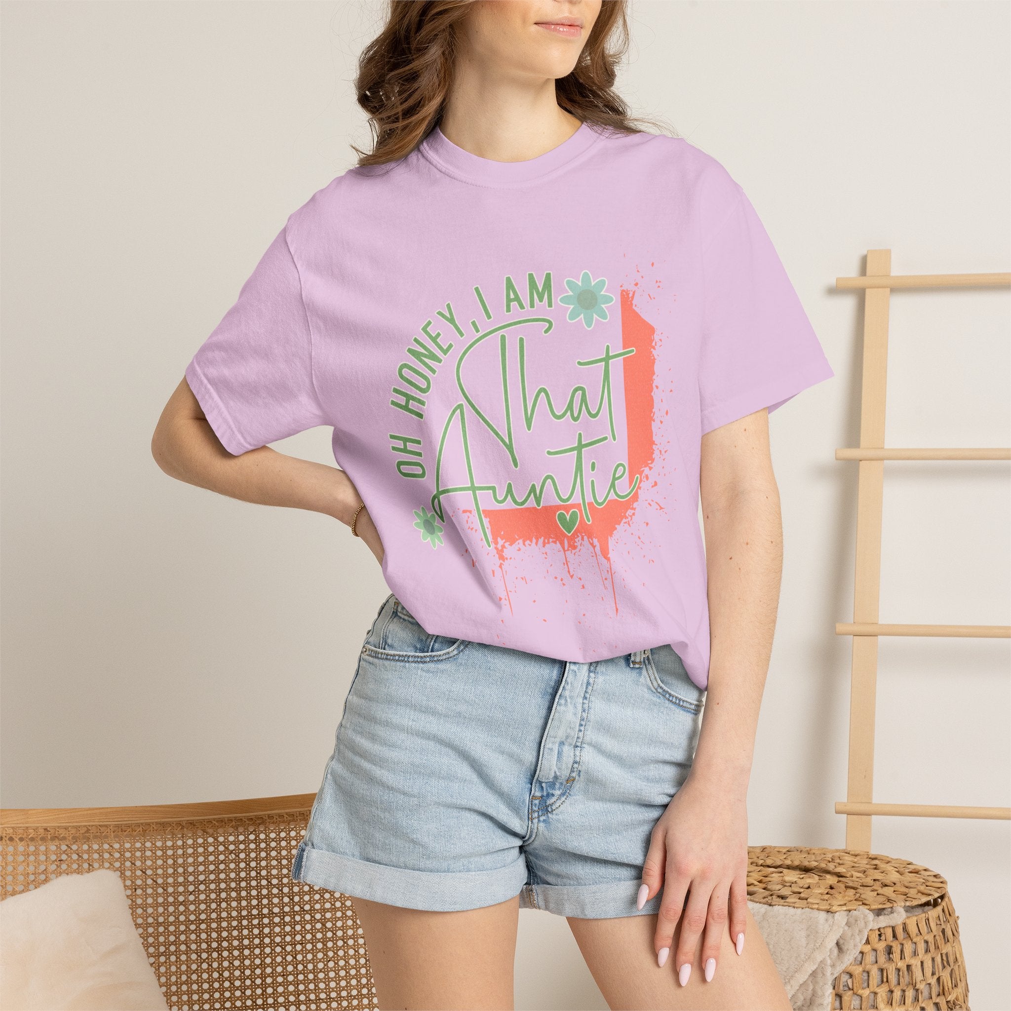 That Auntie Textured T-Shirt — "Oh Honey, I Am That Auntie" Graphic Tee