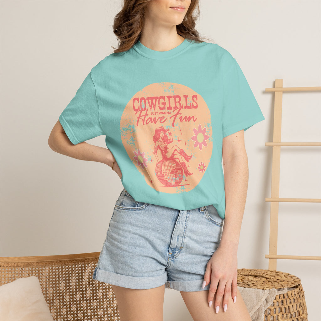 Cowgirls Just Wanna Have Fun Textured Retro Graphic T-Shirt