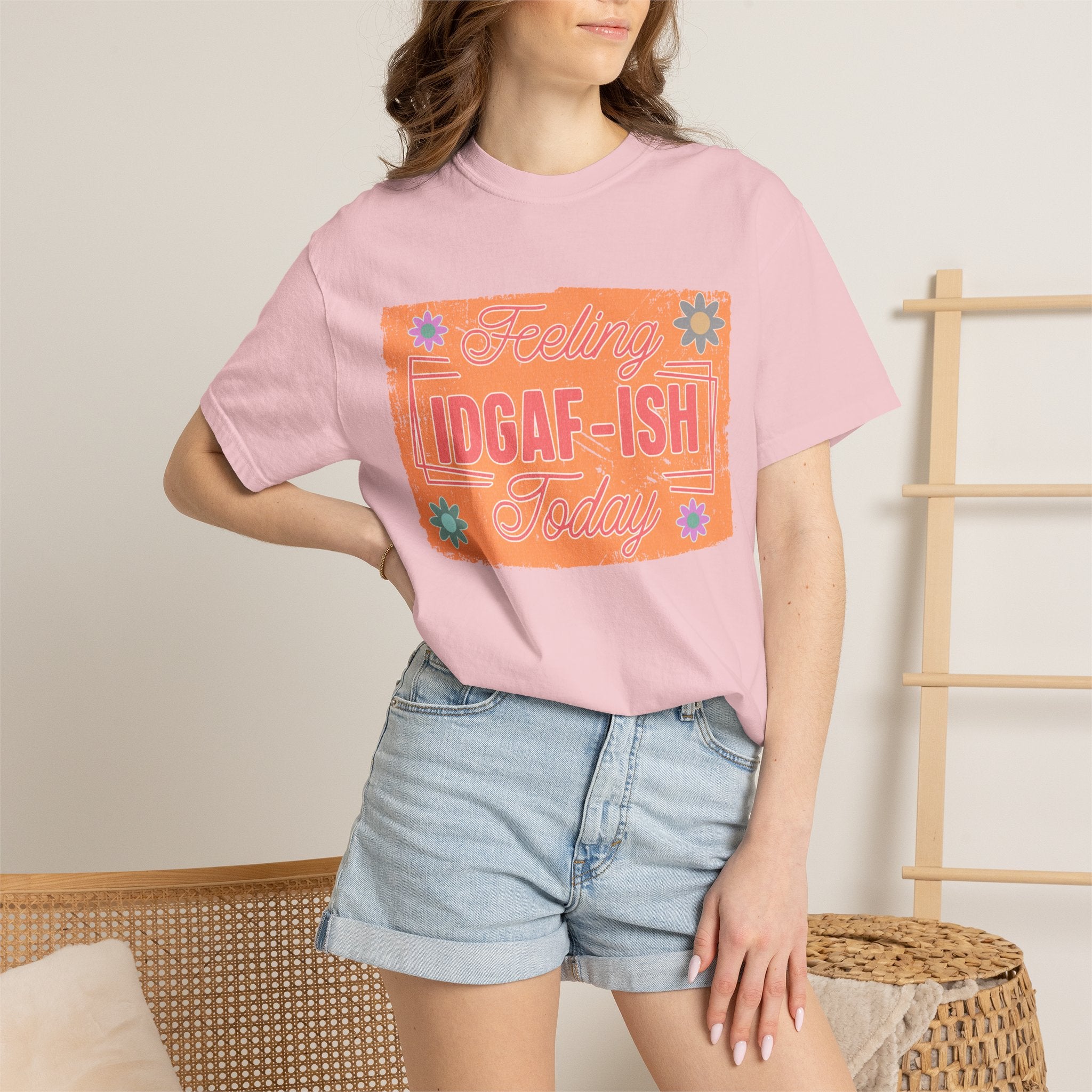 IDGAF-ISH Retro Floral Textured T-Shirt — Funny Sarcastic Graphic Tee