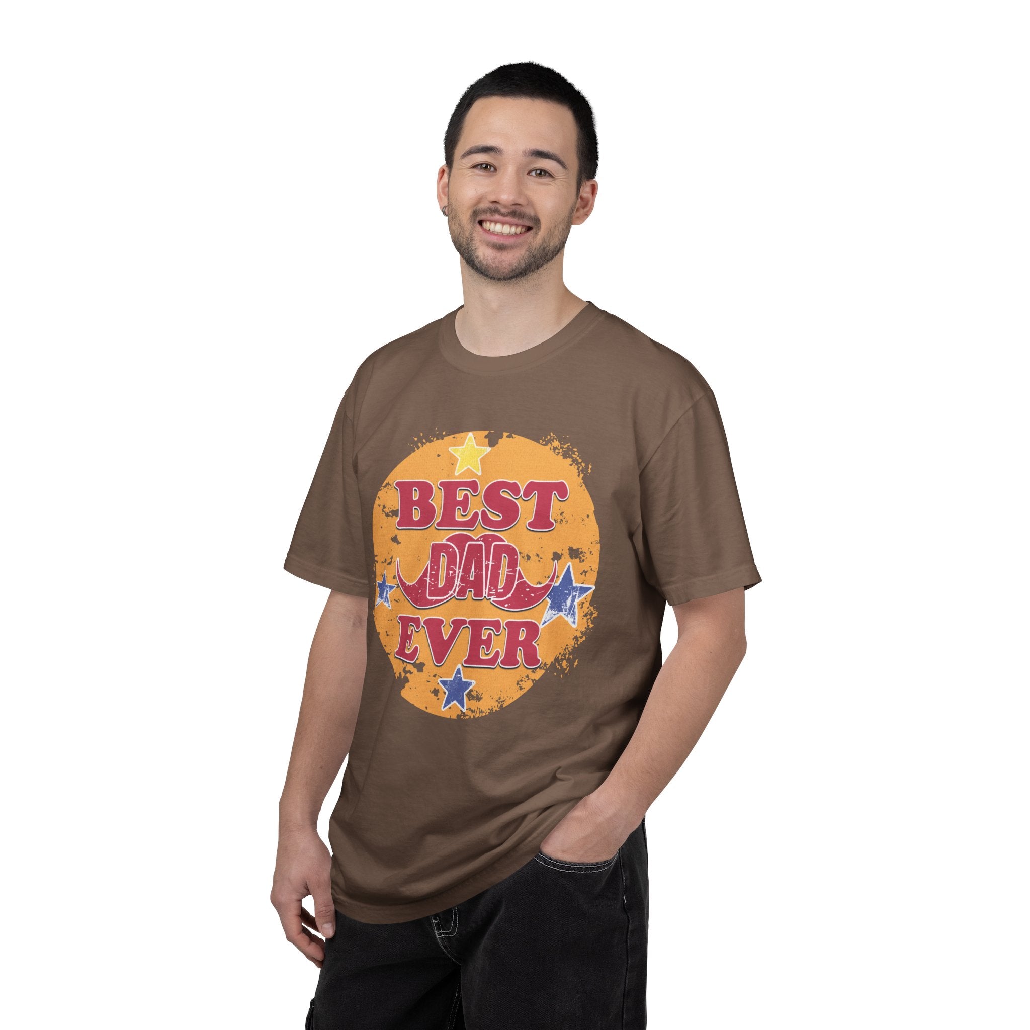 Best Dad Ever Textured T-Shirt — Retro Stars Father's Day Tee