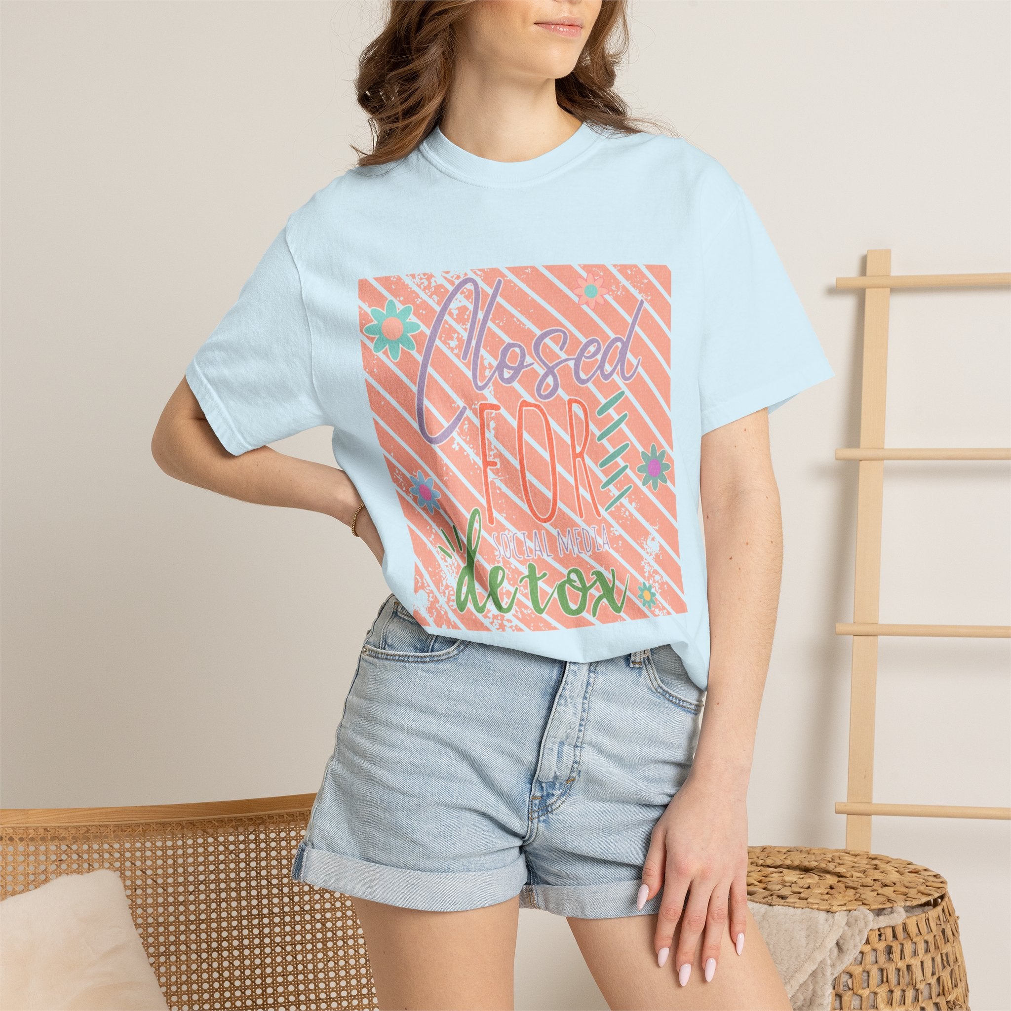 Closed for Detox Textured T-Shirt — Retro Pastel Spa Vibe Tee
