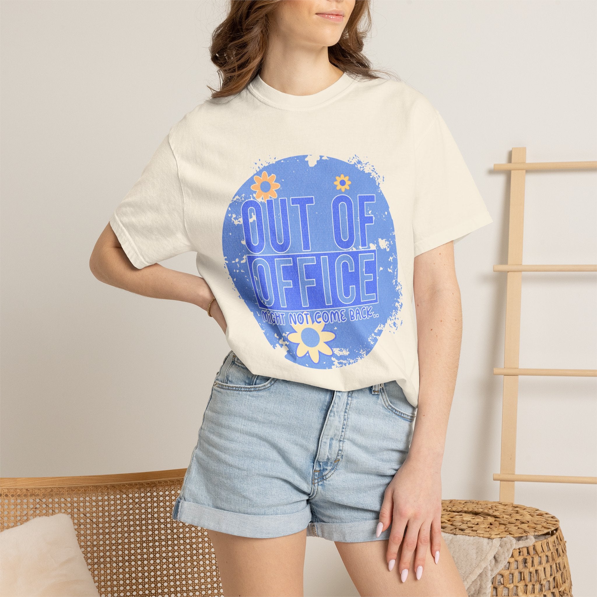 Out of Office Textured T-Shirt — Retro Floral Vacation Tee