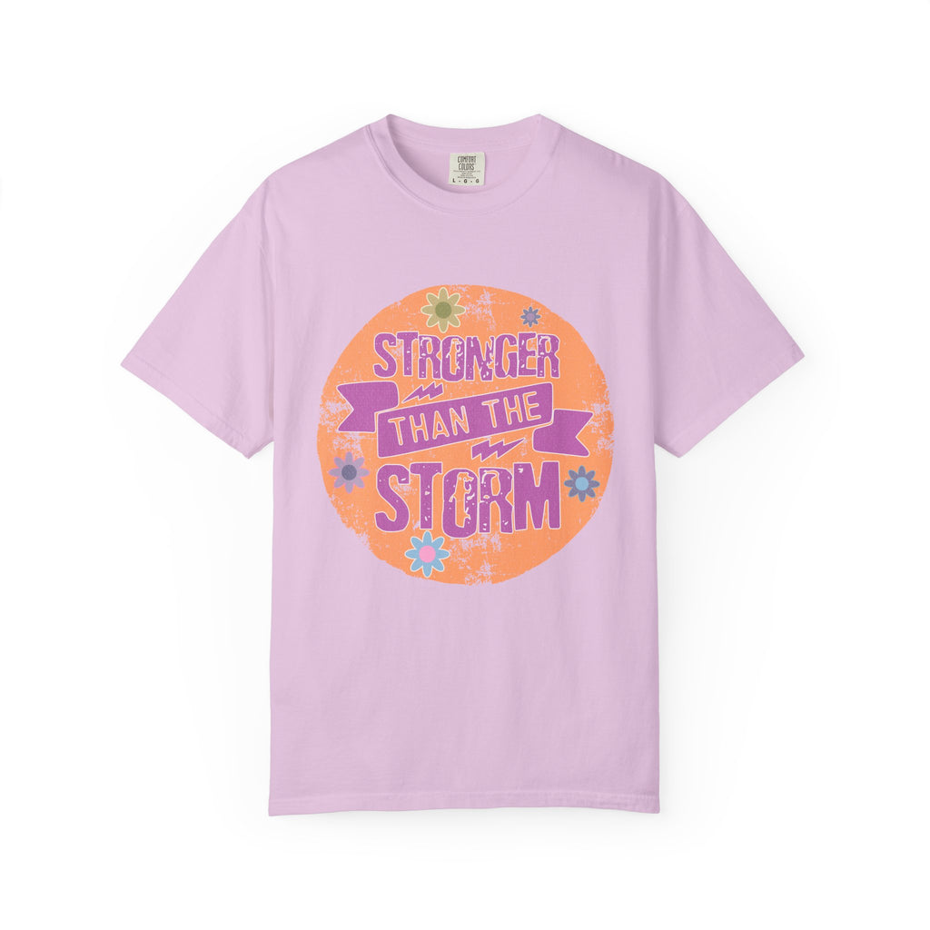 Textured Stronger Than the Storm T-Shirt — Inspirational Floral Graphic Tee