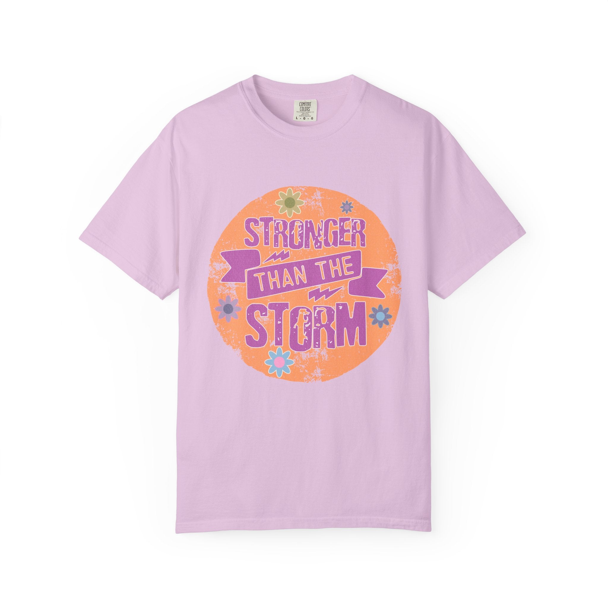 Textured Stronger Than the Storm T-Shirt — Inspirational Floral Graphic Tee