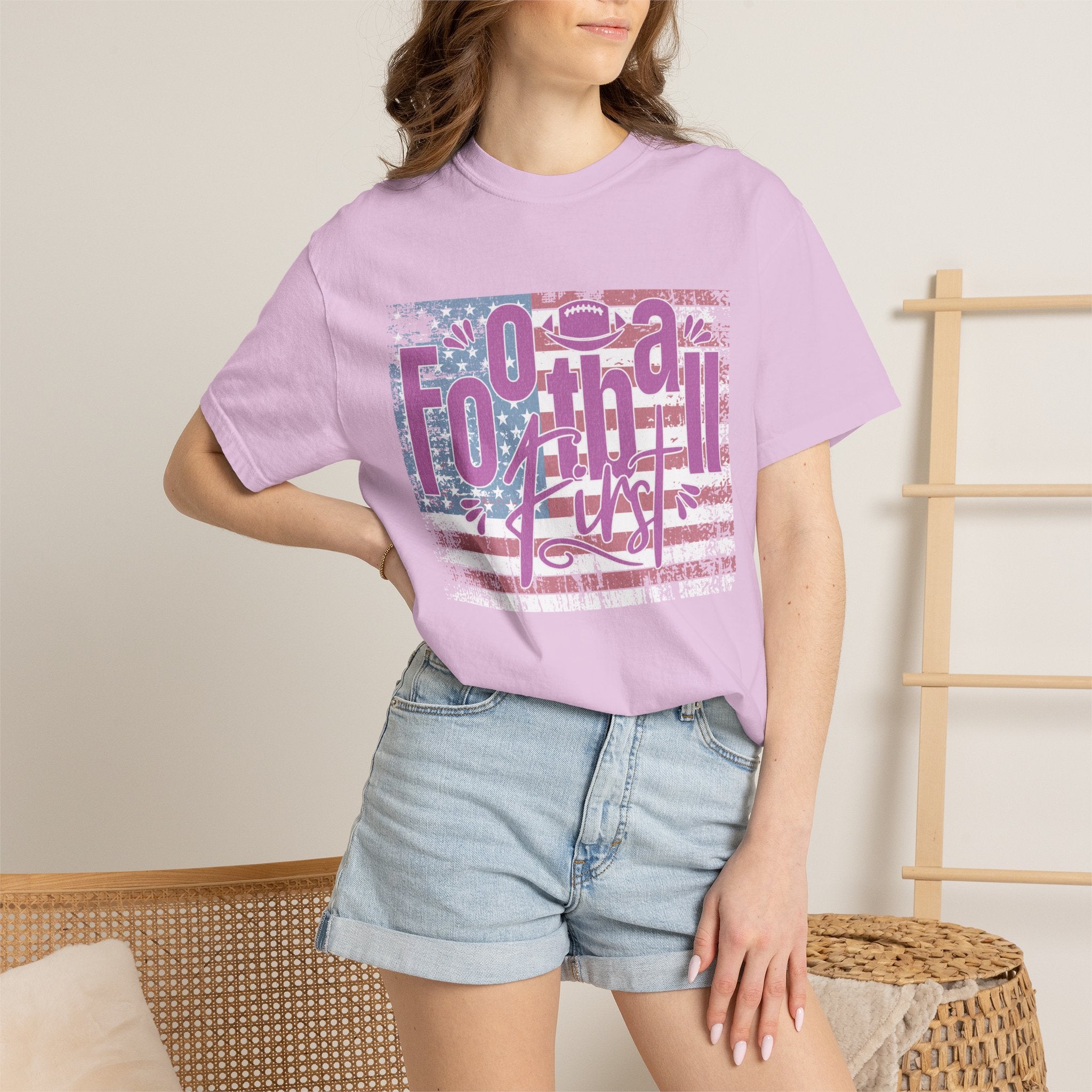 Textured Retro Americana Football First Tee