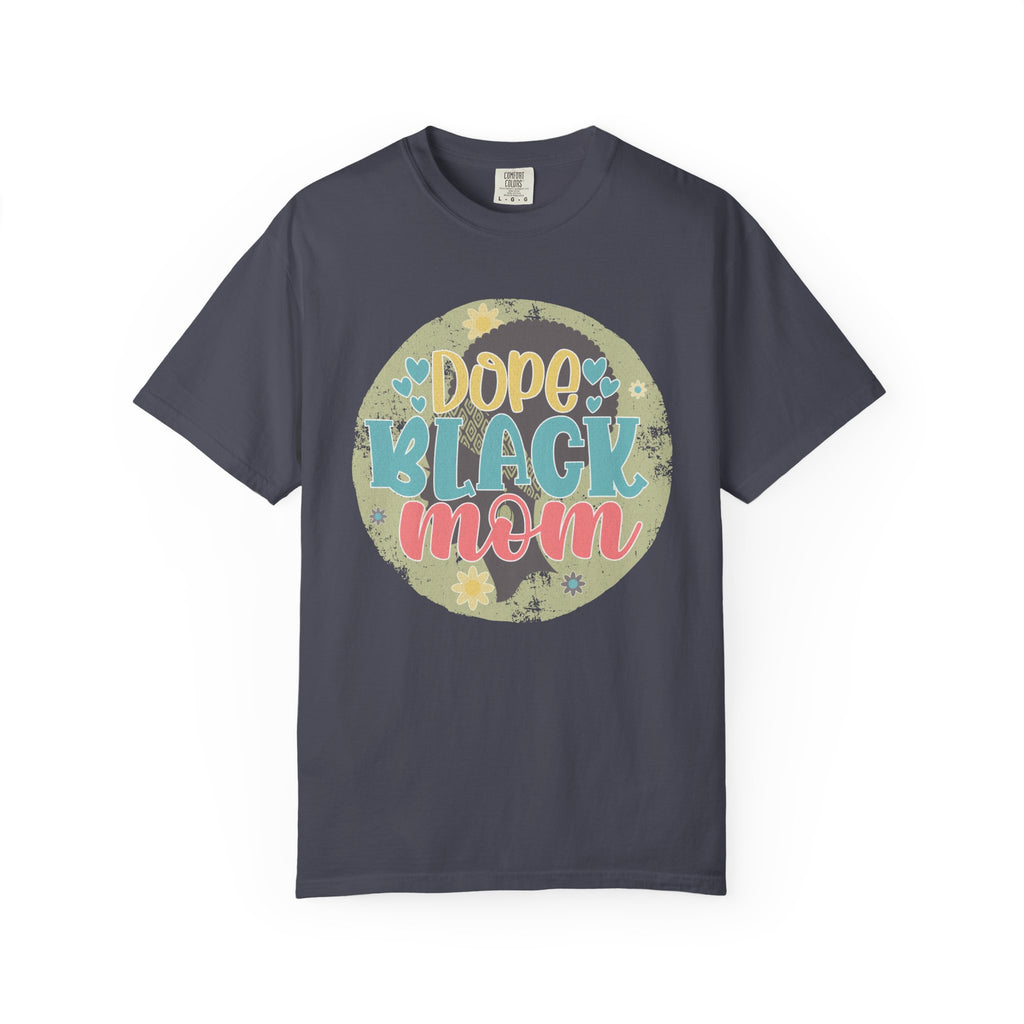 Dope Black Mom Textured T-Shirt — Floral Retro Graphic Tee for Moms