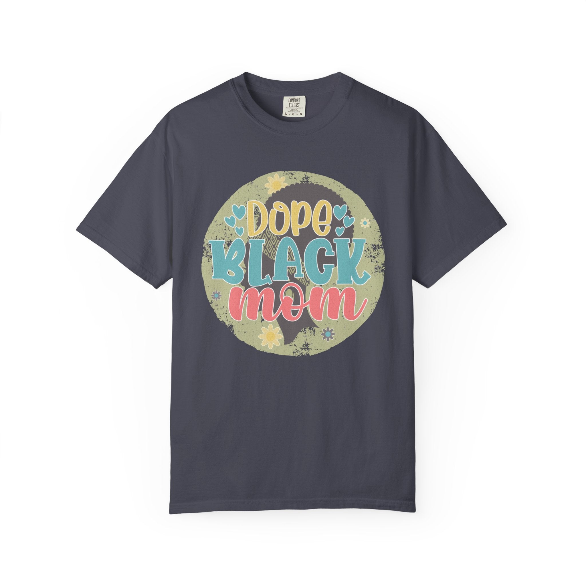 Dope Black Mom Textured T-Shirt — Floral Retro Graphic Tee for Moms