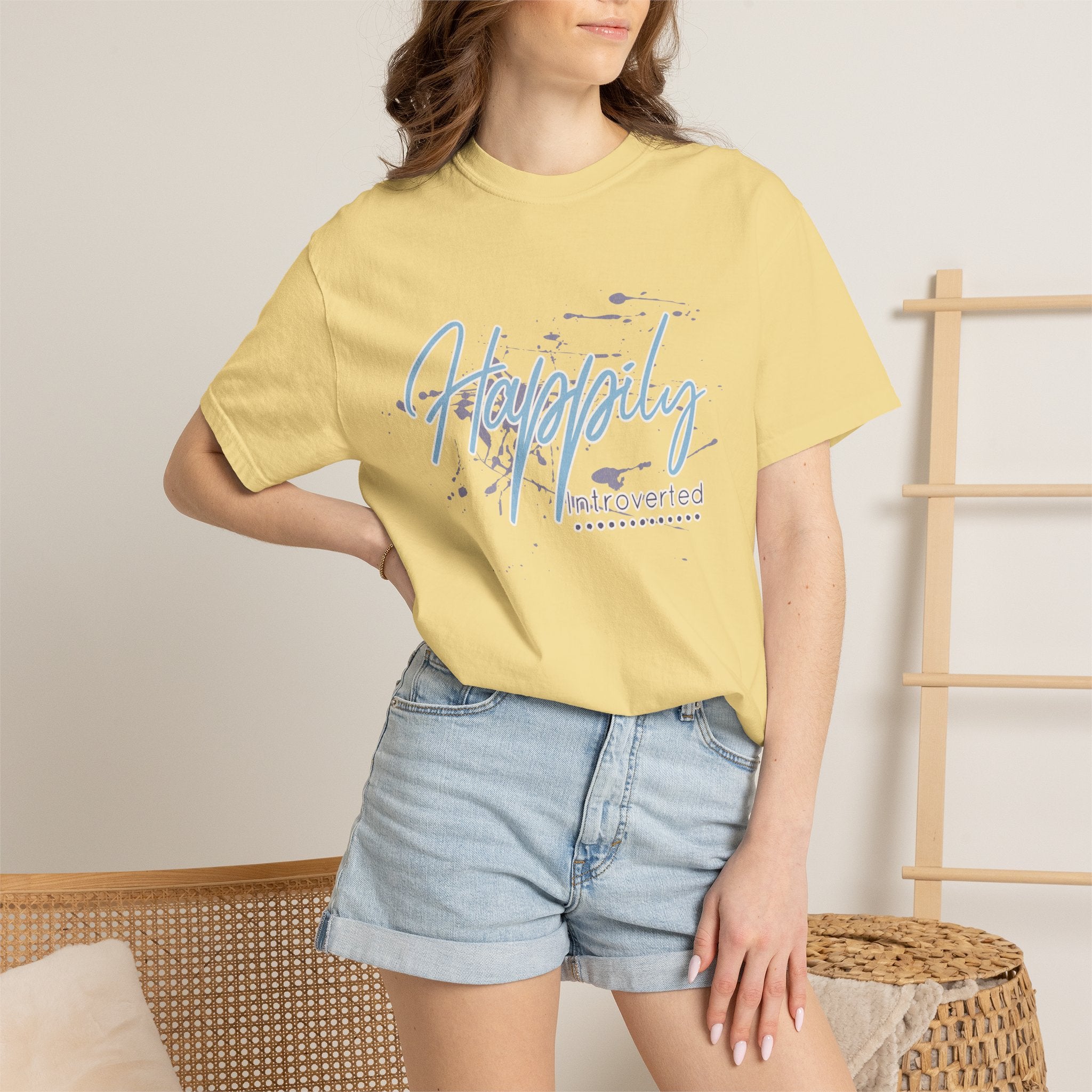 Introverted Aesthetic Textured T-Shirt — 'Anti-Social' Minimal Script Graphic