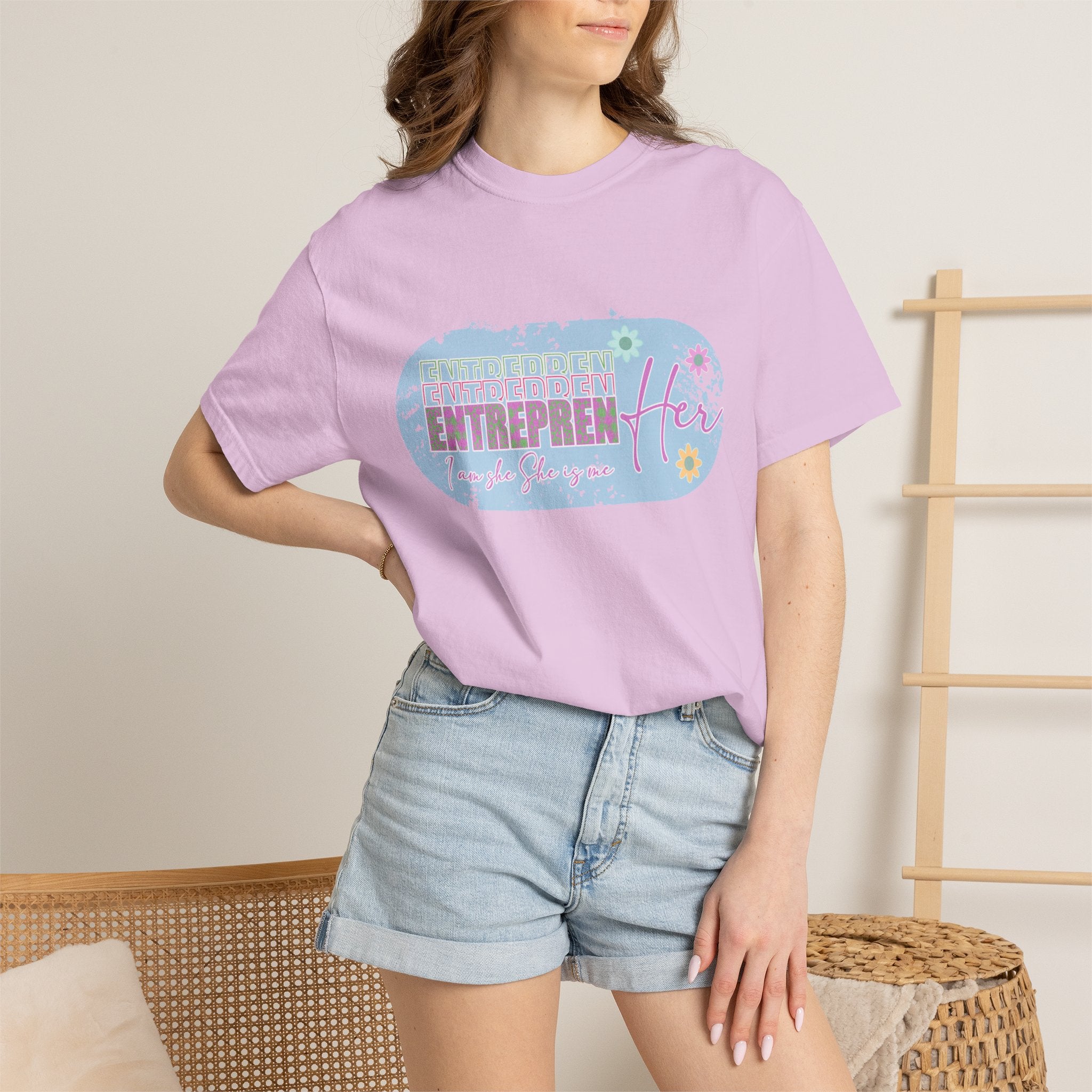 Entrepreneur Mom Floral Textured Tee — 'EntreprenHer' Graphic T-Shirt