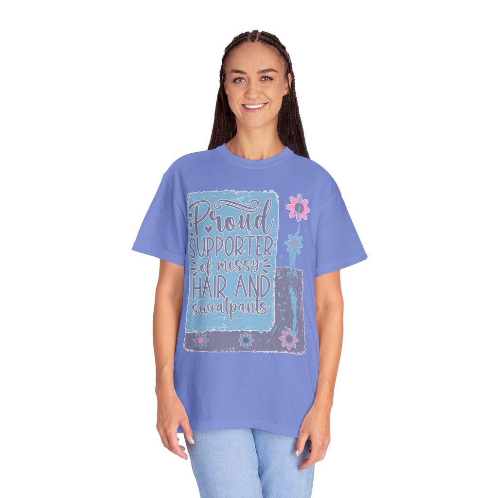 Supporter of Messy Hair & Sweatpants Textured T-Shirt