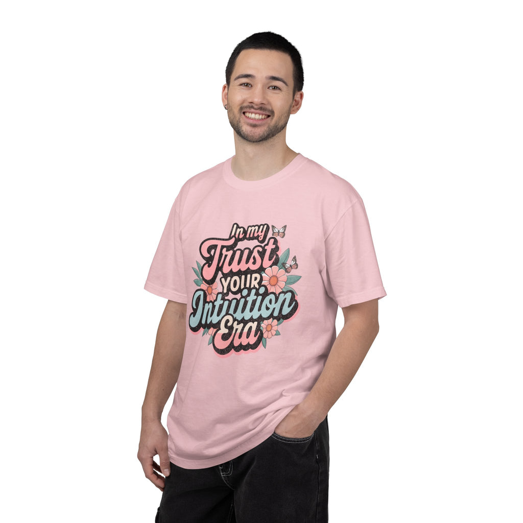 Trust Your Intuition Era T-shirt | Textured Floral Script Typography, Positive Message
