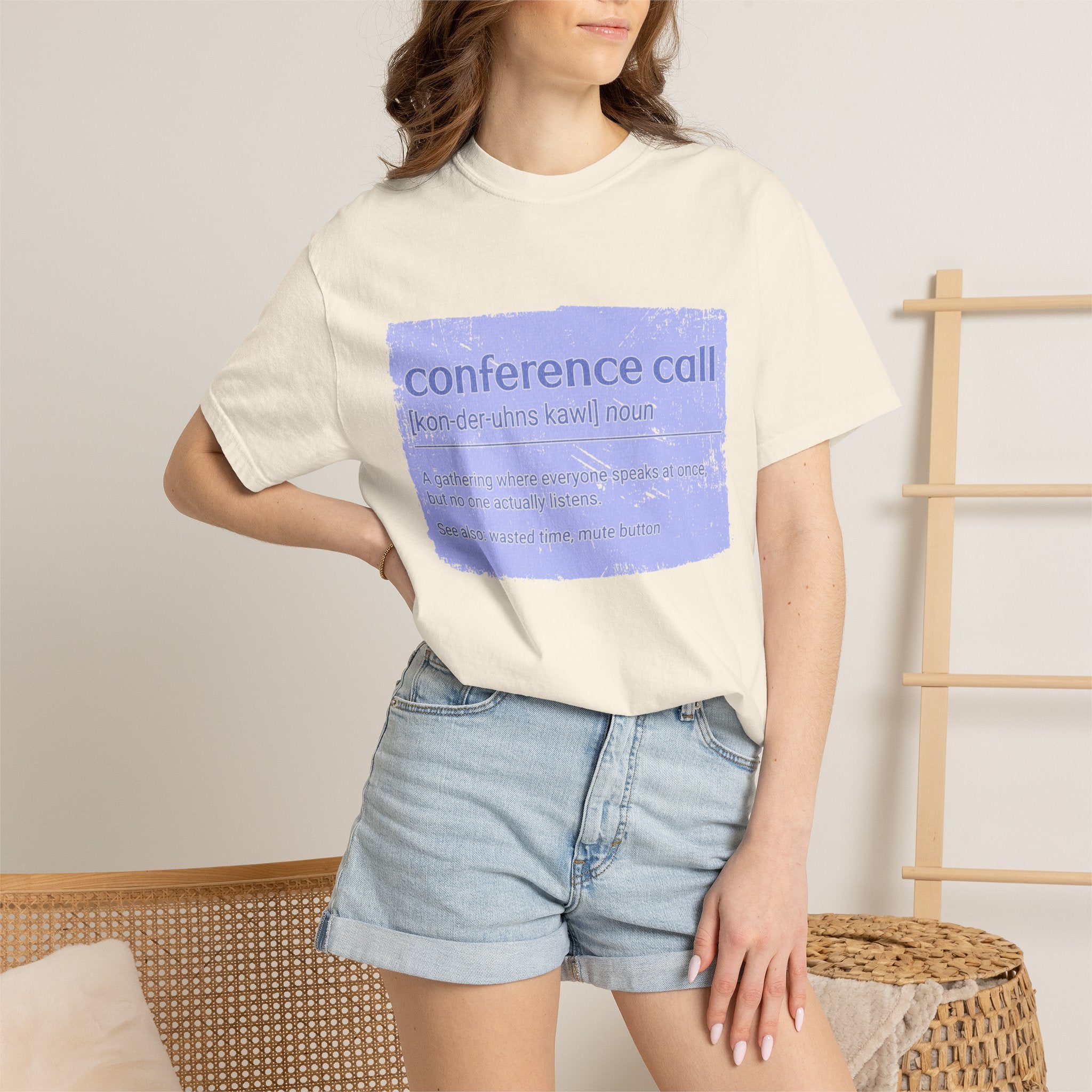 Conference Call Textured T-Shirt – Funny Work-From-Home Graphic Tee