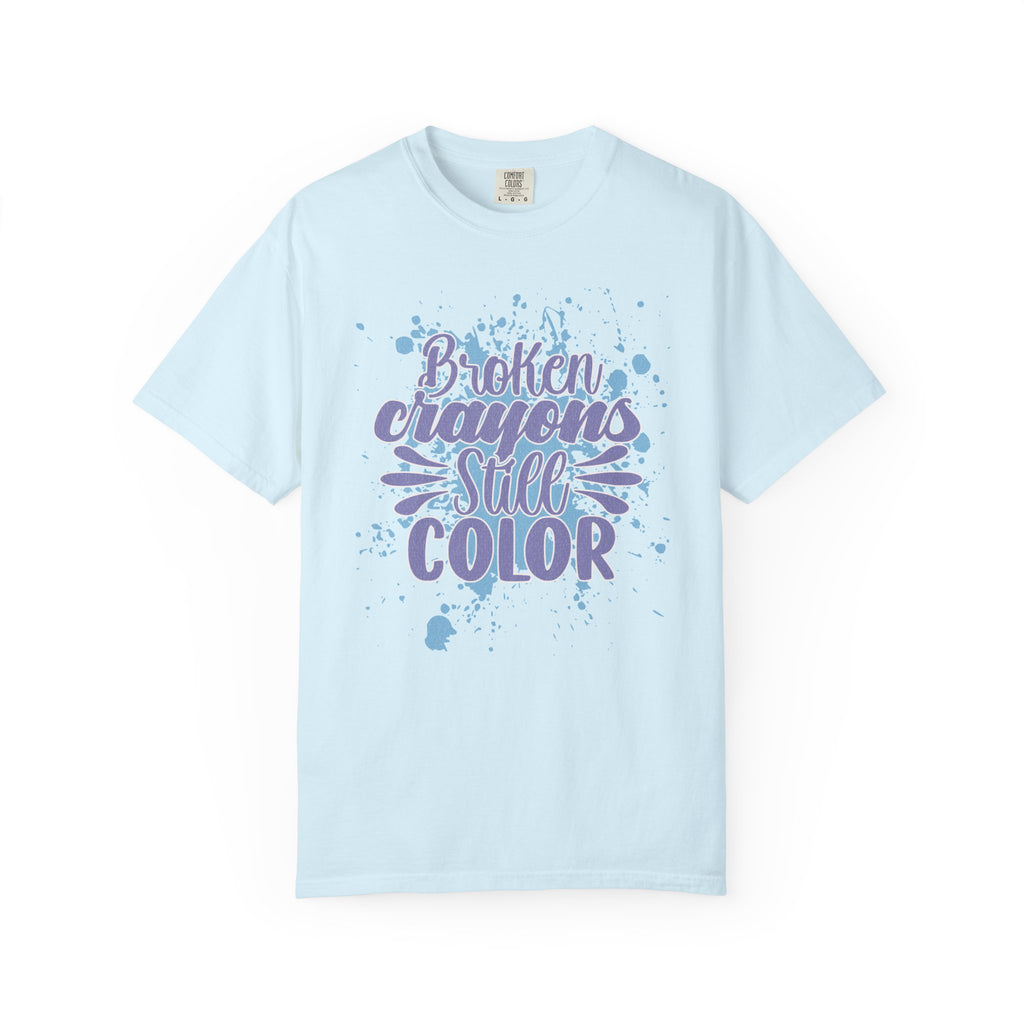 Broken Crayons Still Color  Textured T-Shirt — Inspirational Art Quote Tee