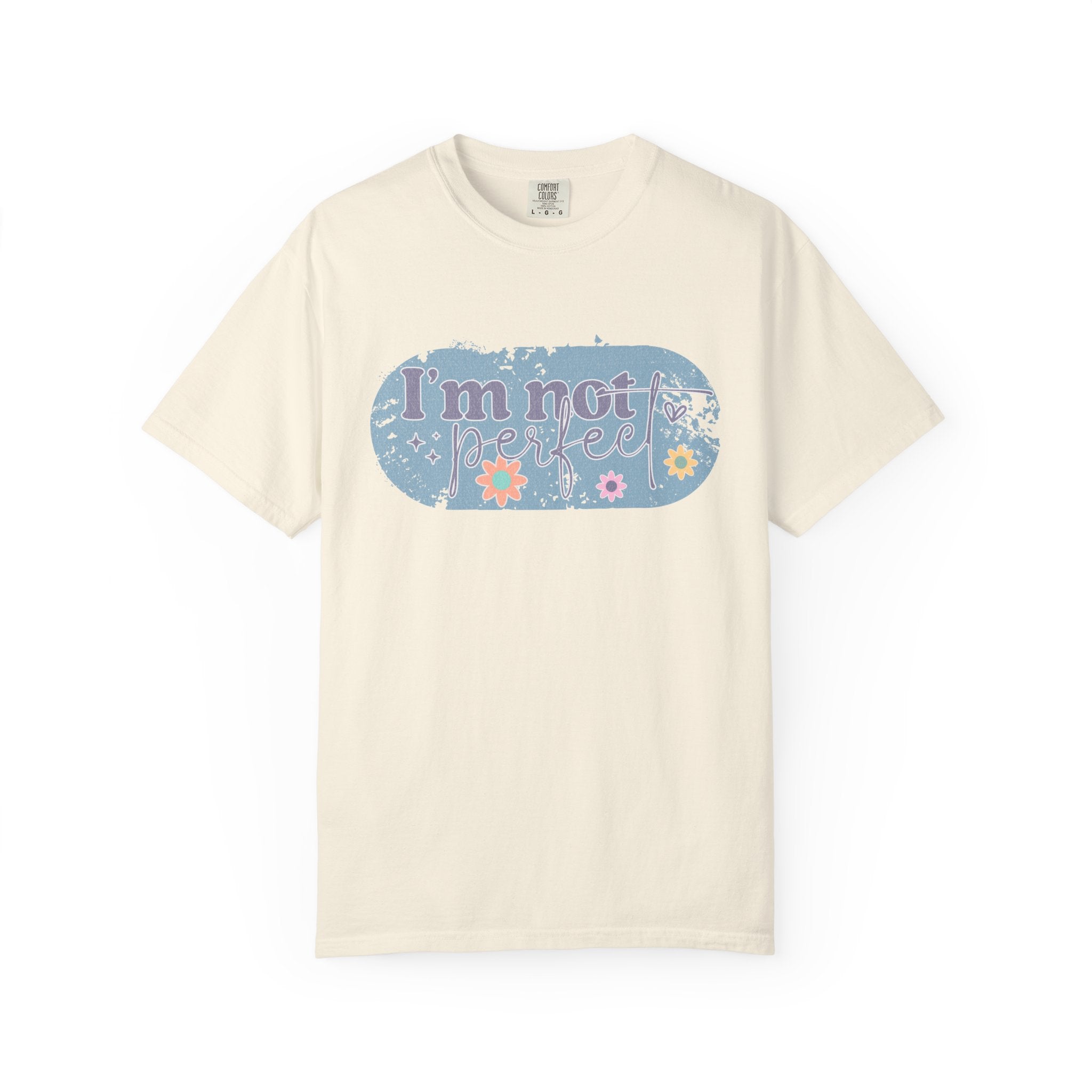 I'm Not Perfect Textured T-Shirt — Retro Floral Lazy Day Tee