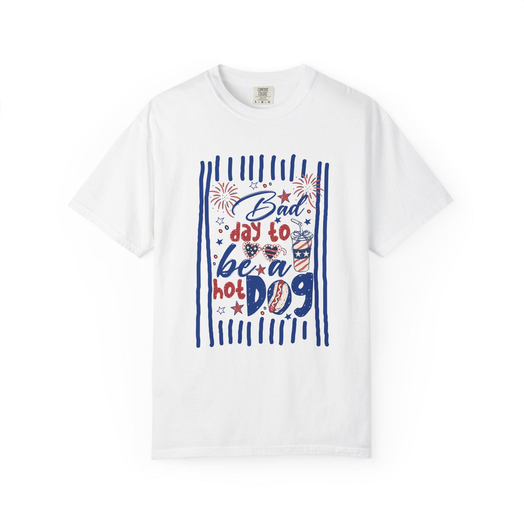 Hot Dog Patriotic Graphic T-Shirt — "Bad Day to Be a Hot Dog" 4th of July Tee