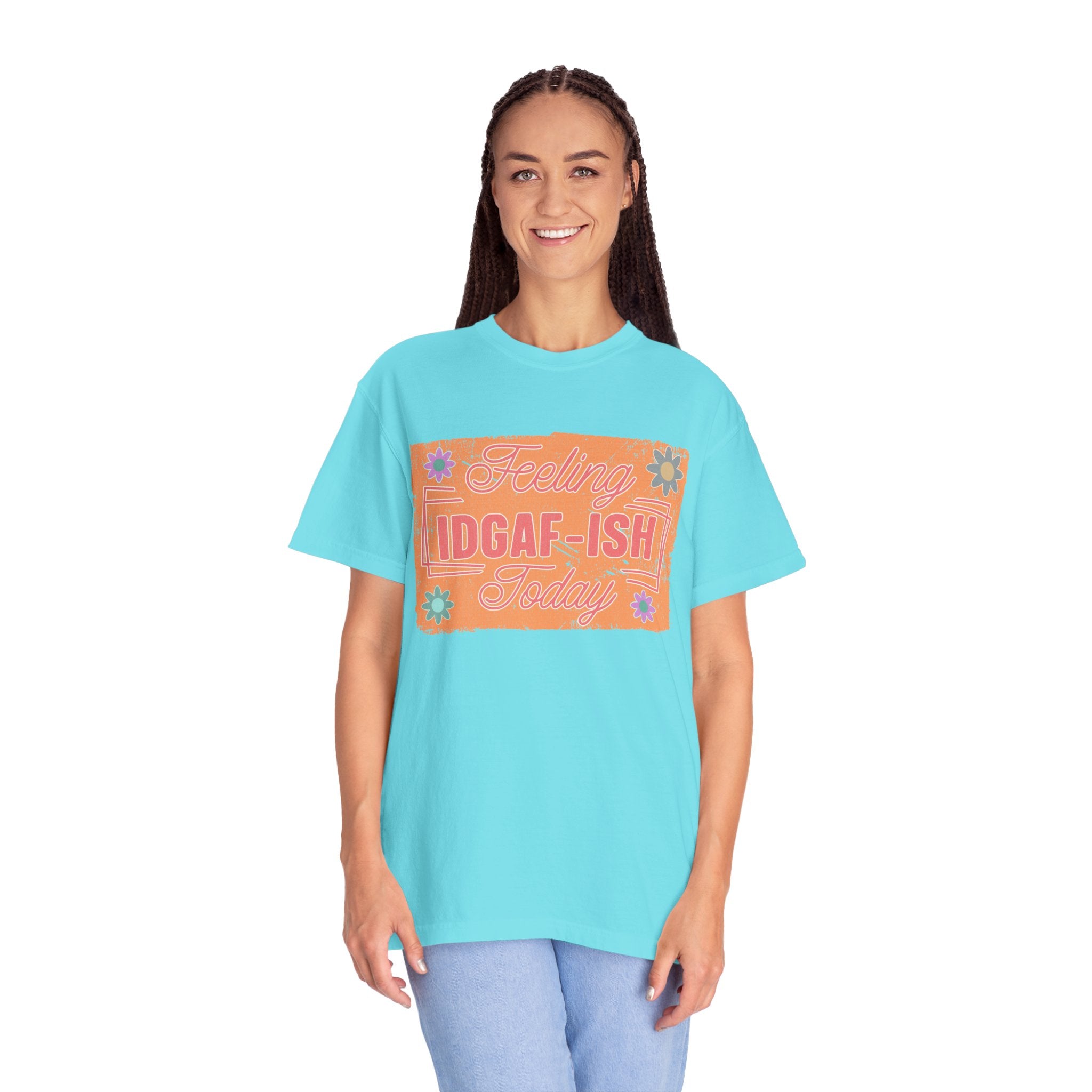 Textured IDGAF-ish Feeling T-Shirt — Retro Floral Graphic Tee