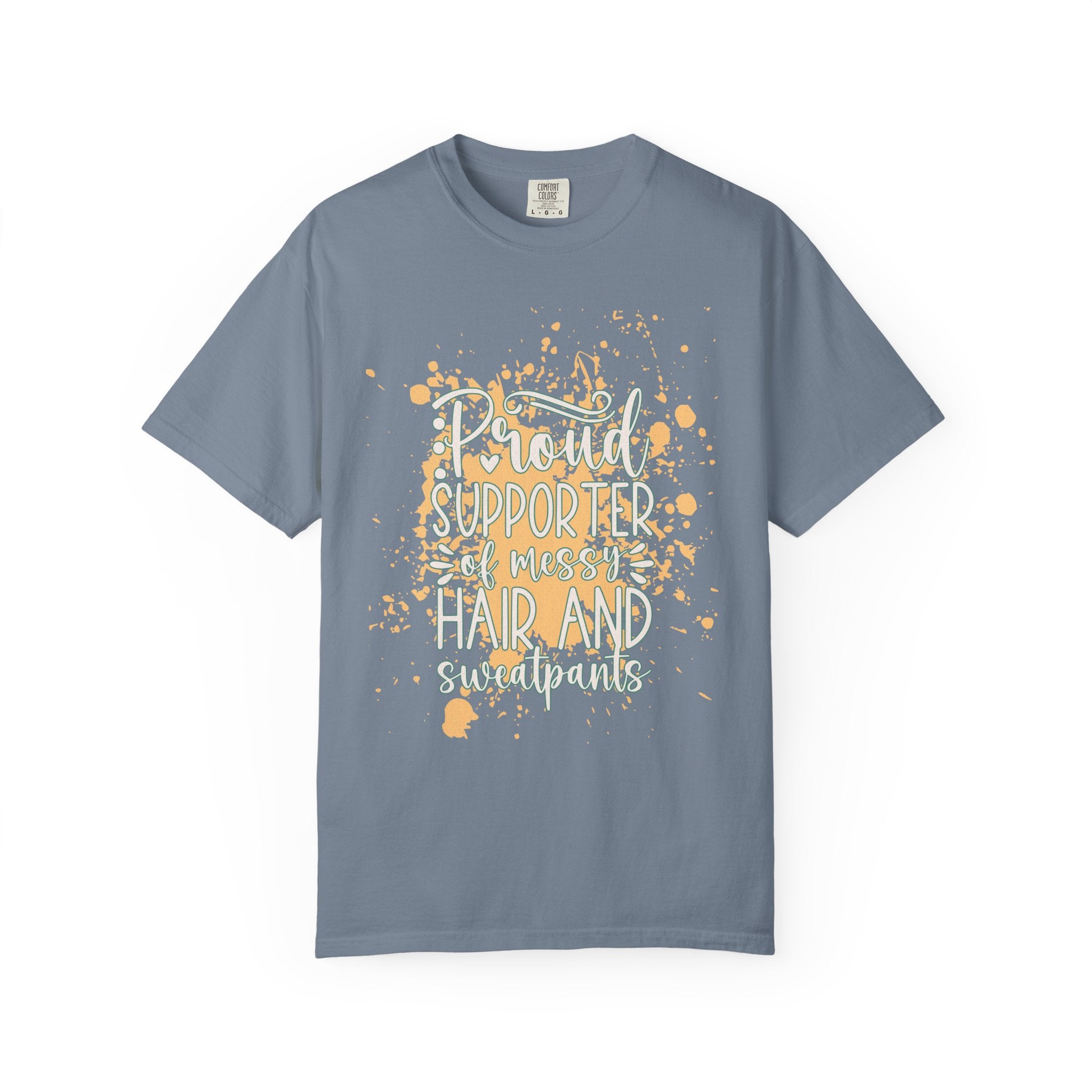 Textured Support My Messy Hair T-Shirt — Funny Mom/Parent Casual Tee