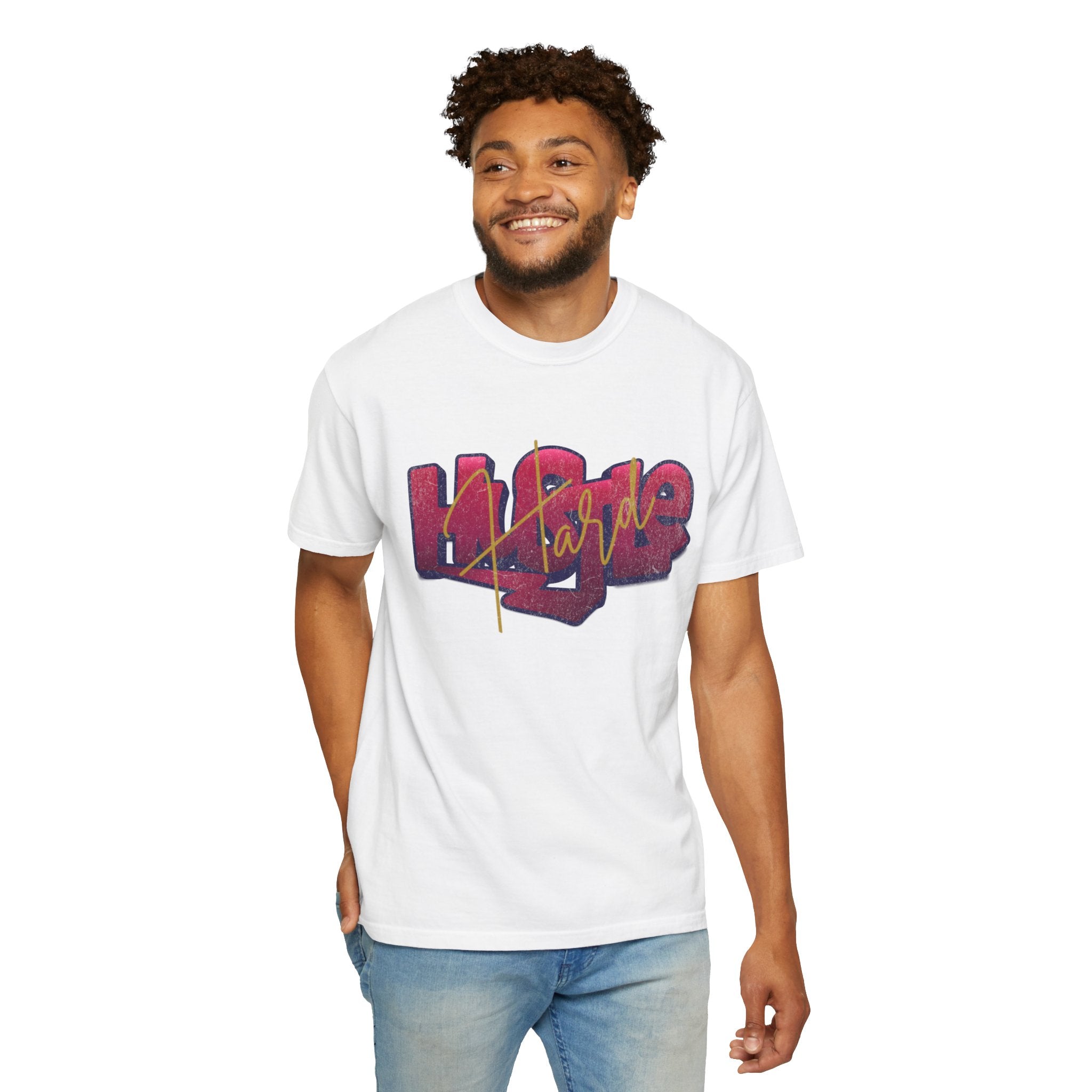Textured Street Art 'Hustle Hard' Graphic Tee — Vintage Graffiti Unisex T-Shirt