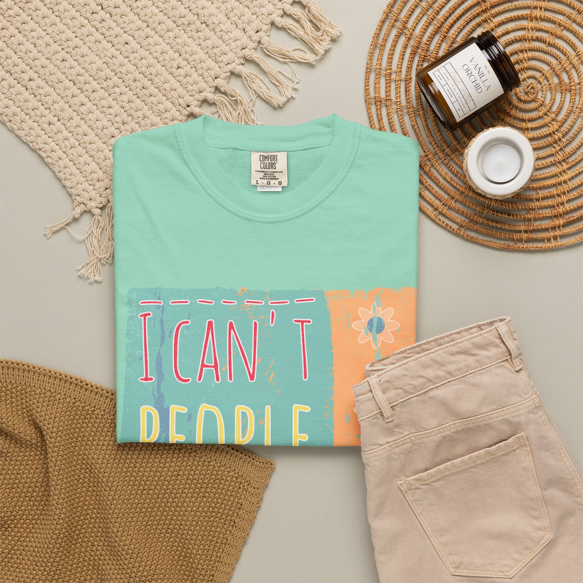 Textured I Can't People Today T-Shirt — Funny Introvert Graphic Tee