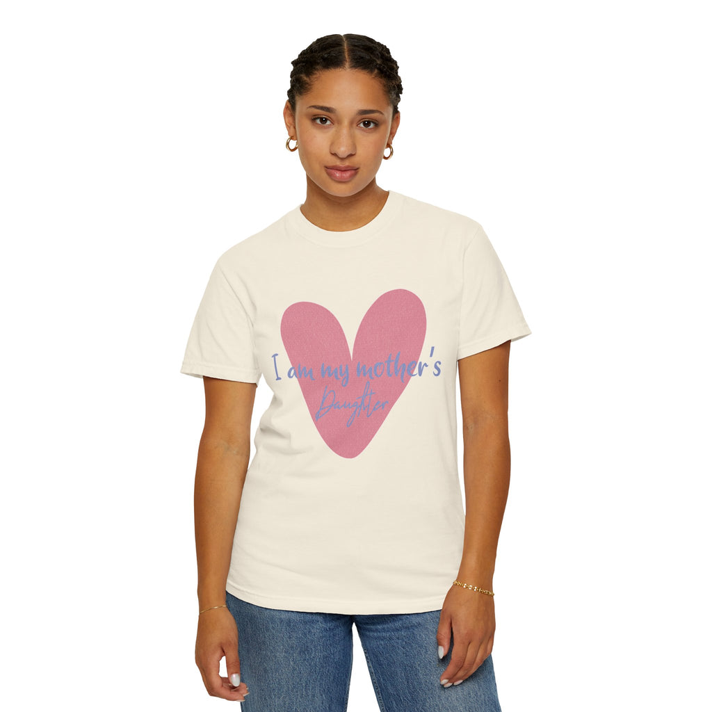 I Am My Mother's Daughter Textured T-Shirt — Pink Heart Mother's Day Tee