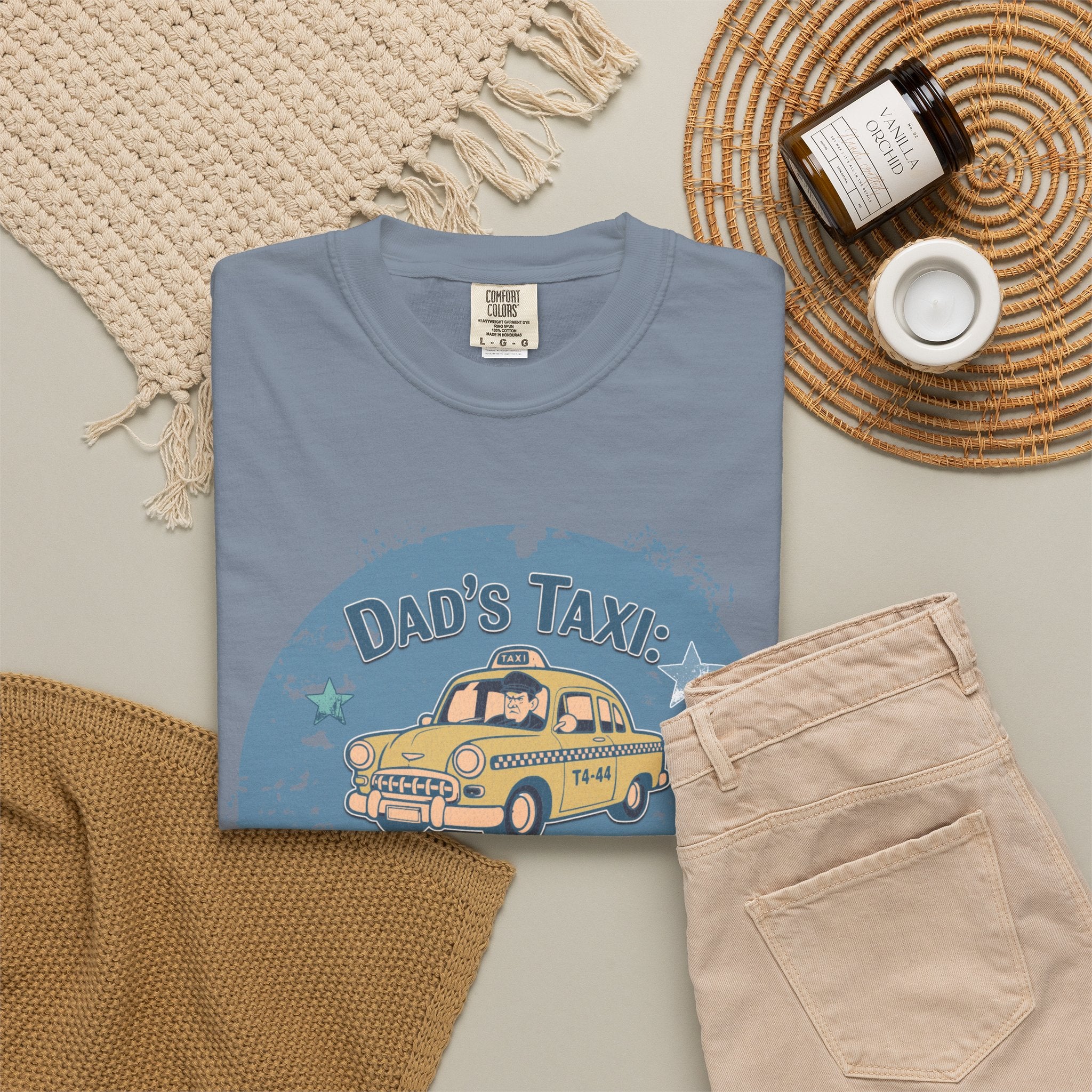 Textured Dad’s Taxi Graphic T-Shirt — “This Ride Includes Unwanted Detours” Vintage Family Humor Tee