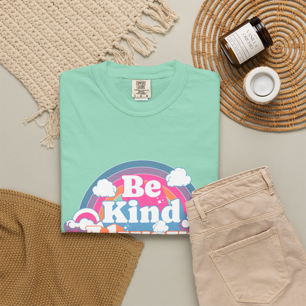 Be Kind Always Textured T-Shirt — Retro Rainbow Graphic Tee