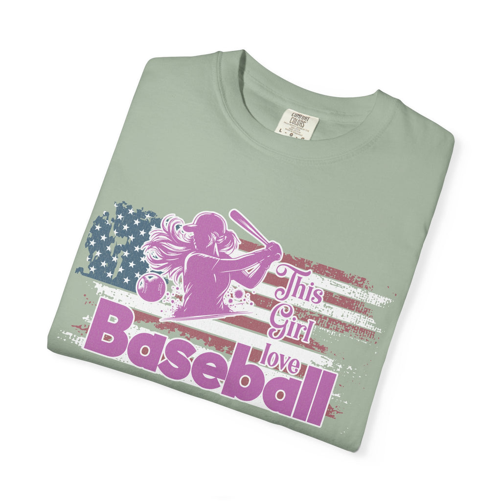 Texture This Girl Loves Baseball Shirt Vintage American Flag Pink Design