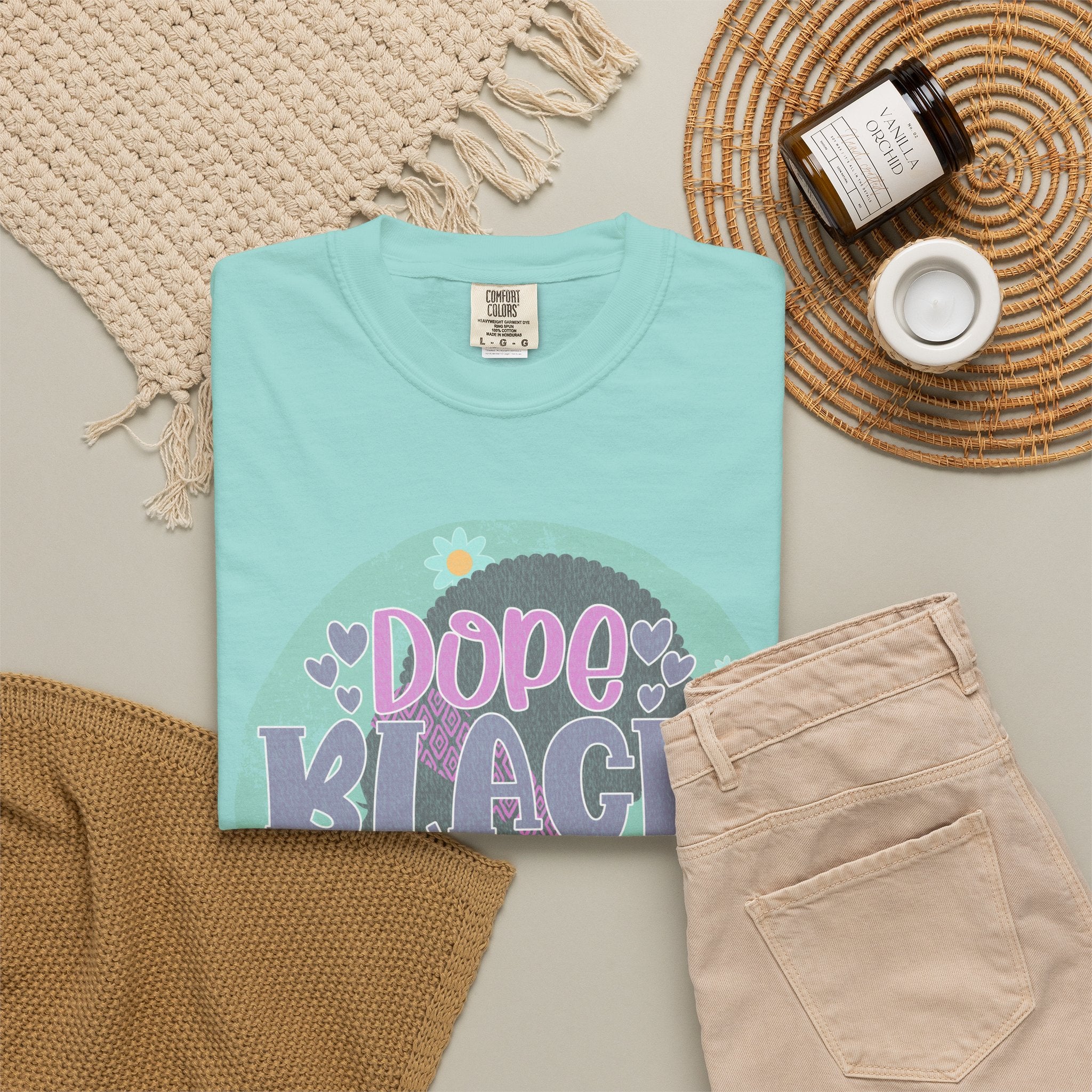Dope Black Mom Textured T-Shirt — Retro Floral Pride Tee for Black Mothers